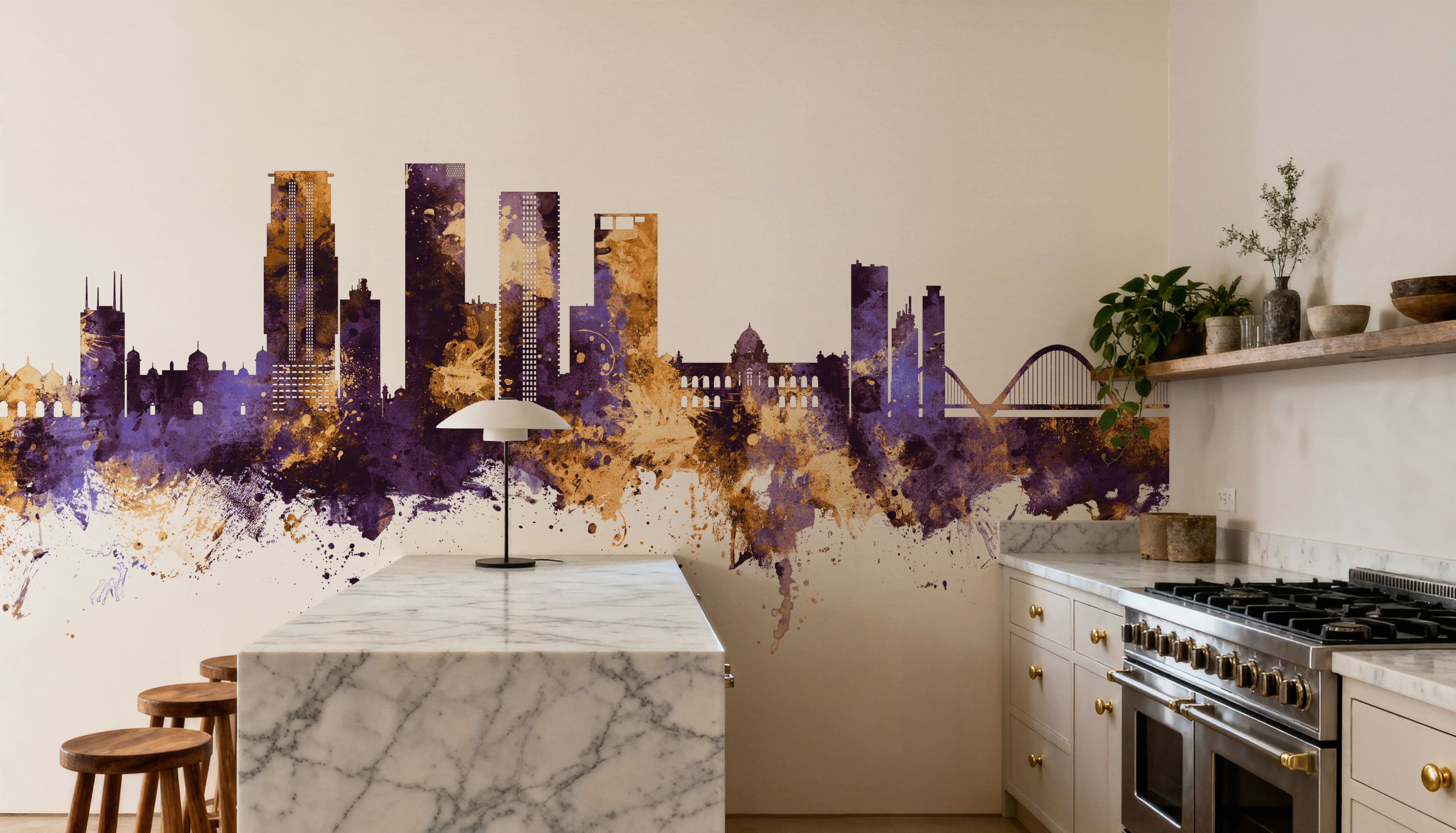 Dhaka Bangladesh Skyline Purple & Gold