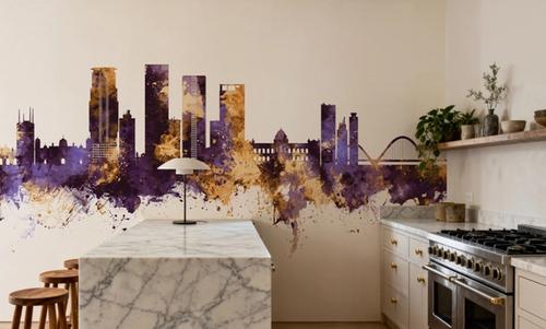 Dhaka Bangladesh Skyline Purple & Gold