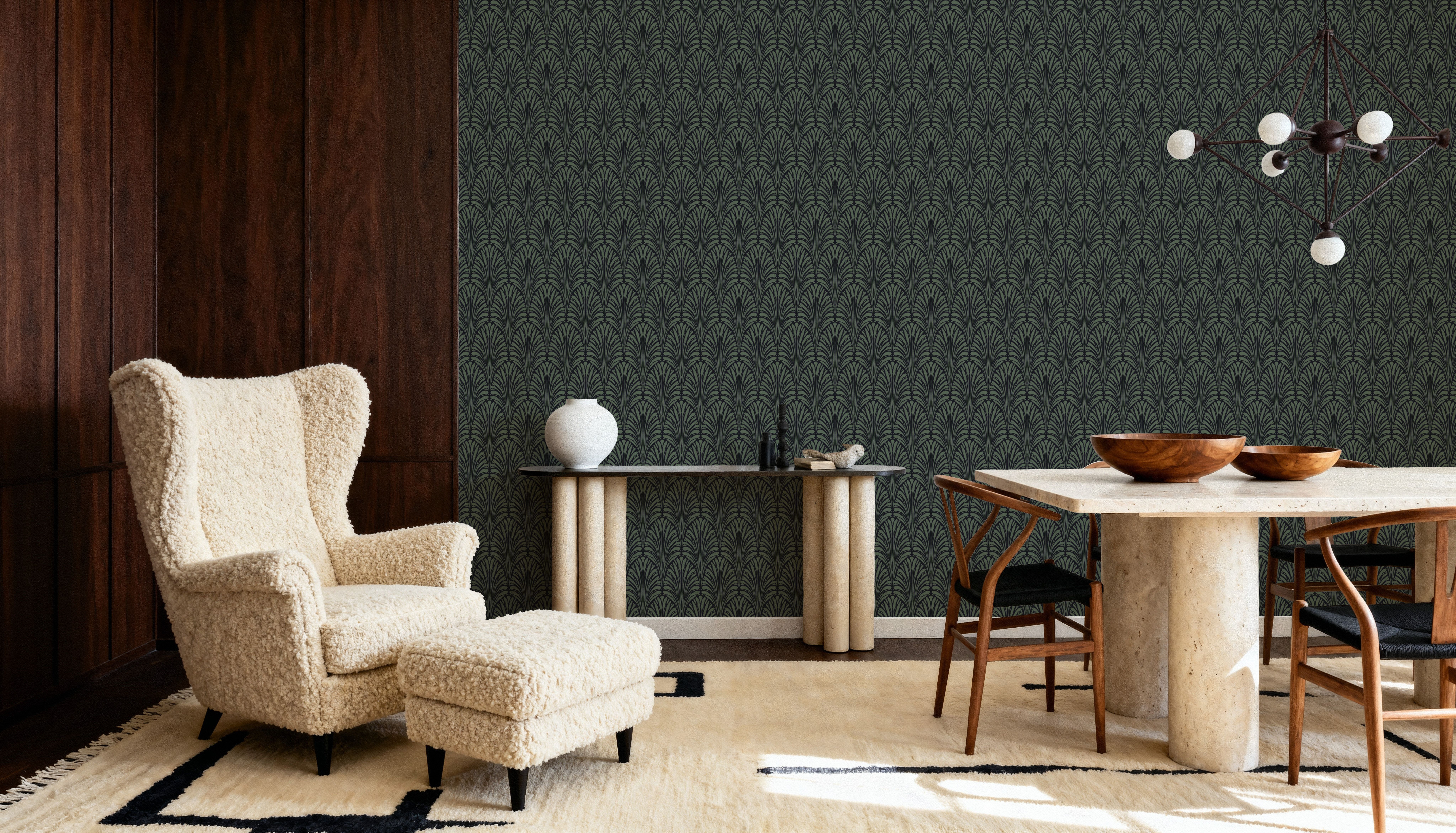 Brushstroke Fan Scallop, French Green