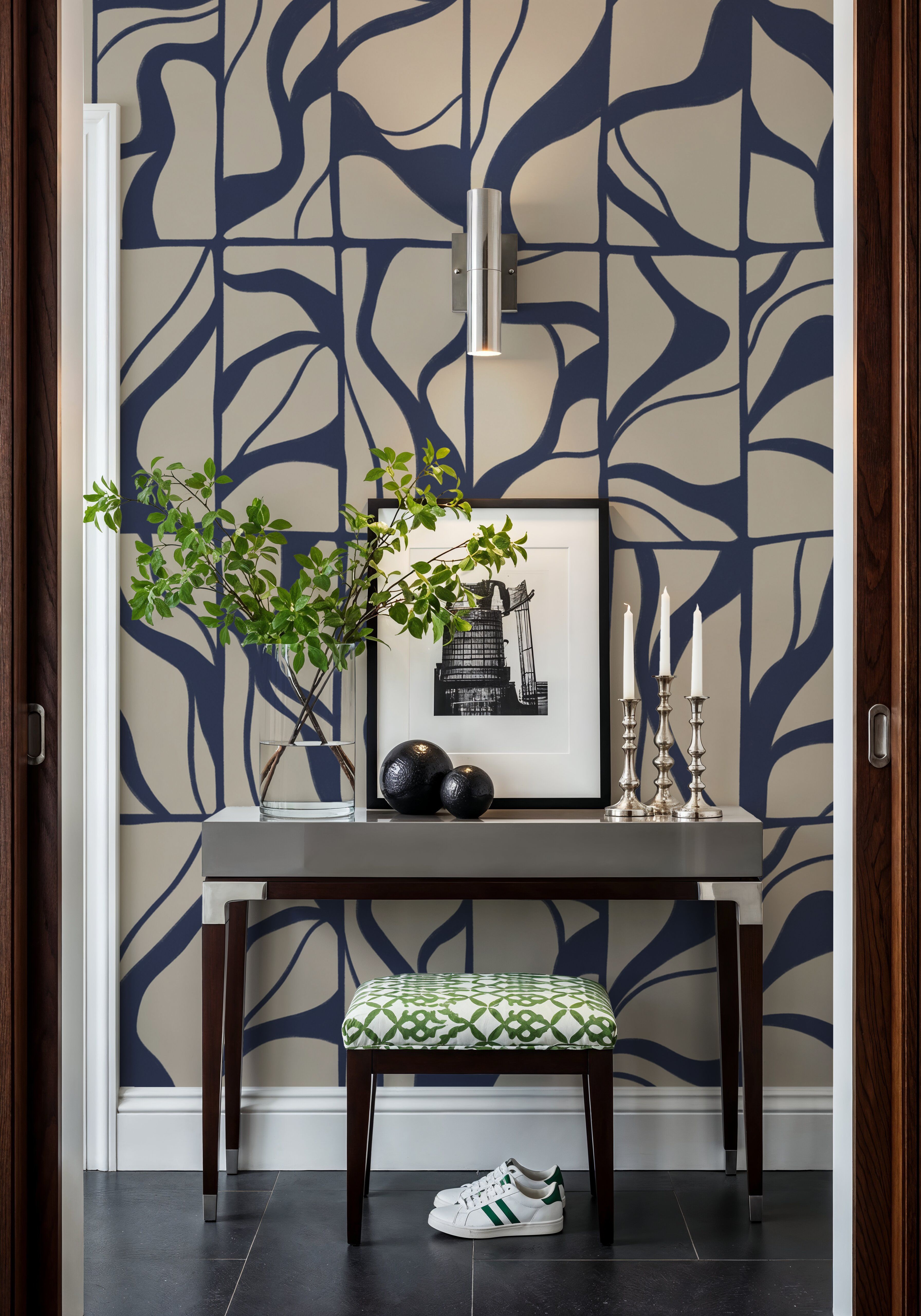 Linear Drift, Marine & Beige