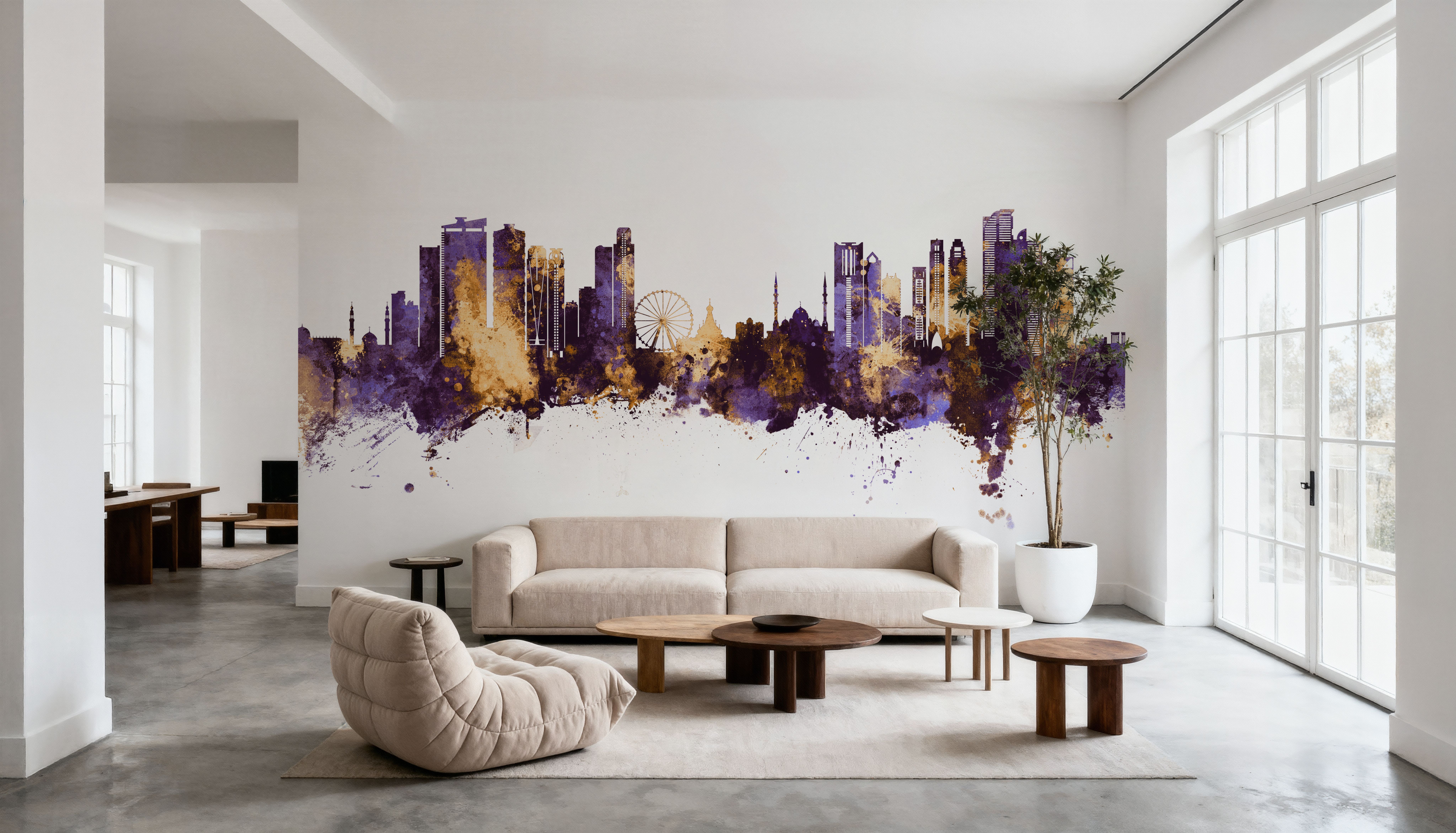 Sharjah Skyline Purple & Gold, Wallpaper