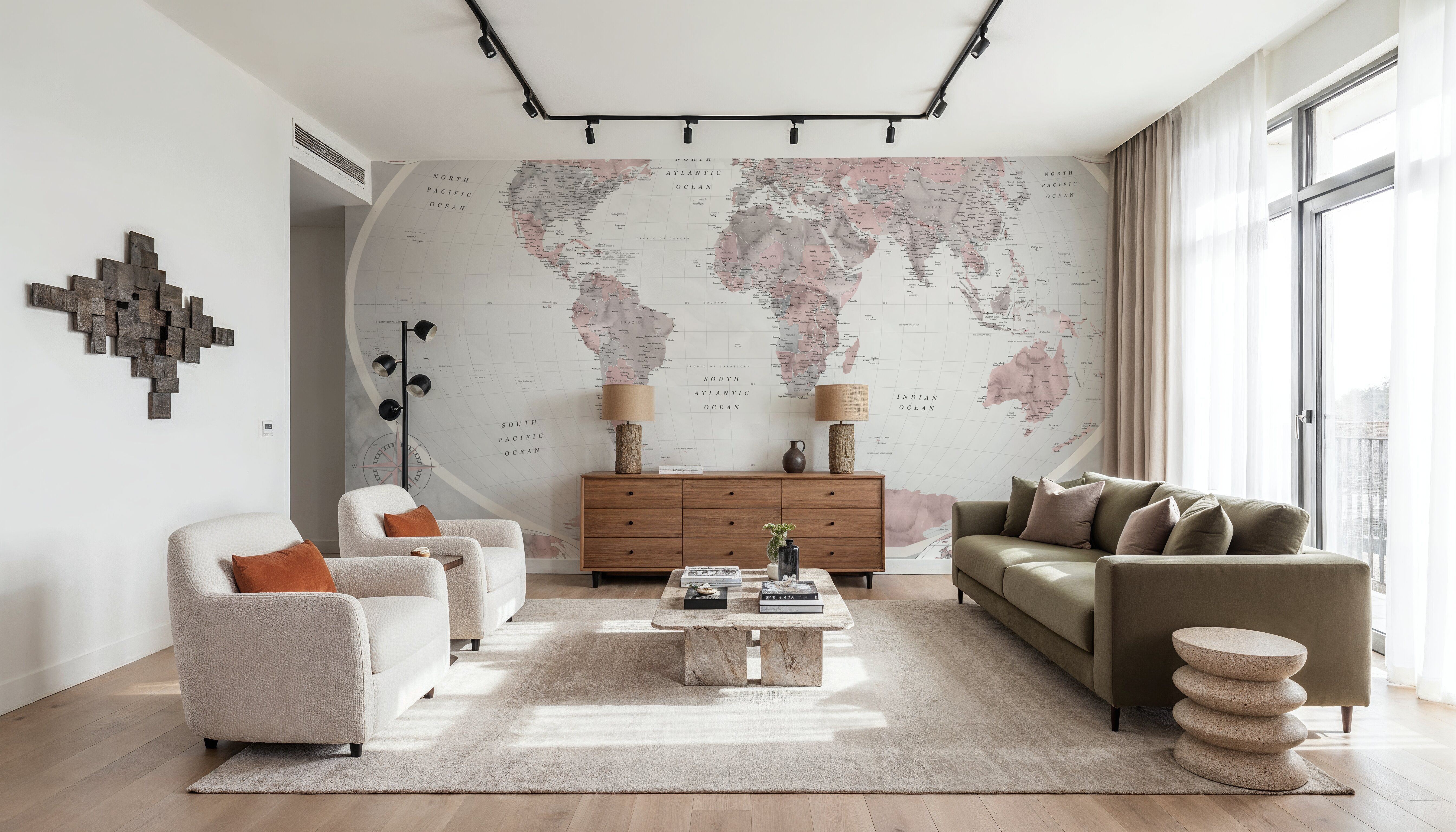 World Map Atlas Red