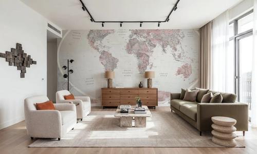 World Map Atlas Red