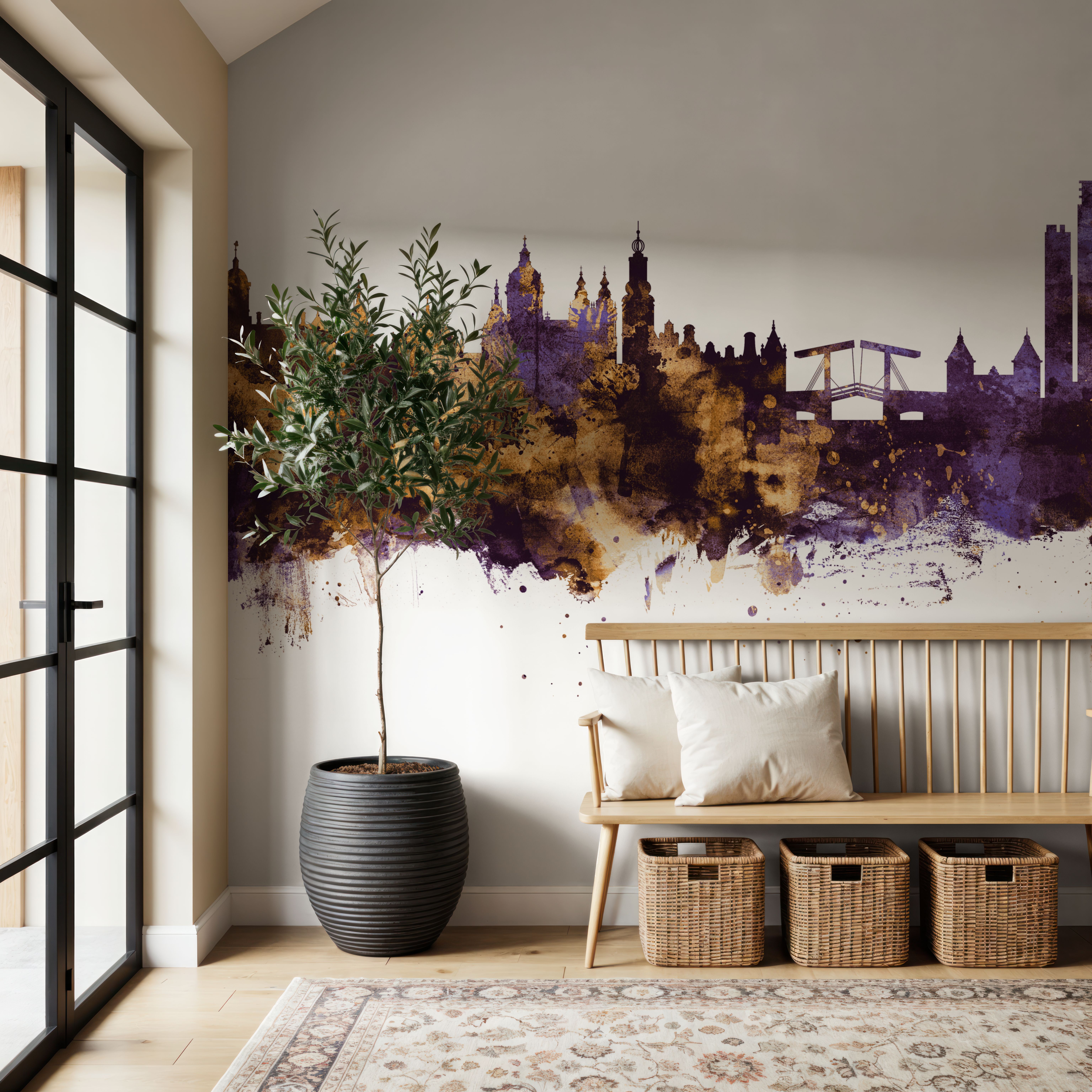 Amsterdam Skyline Purple & Gold