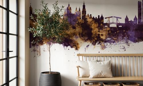 Amsterdam Skyline Purple & Gold