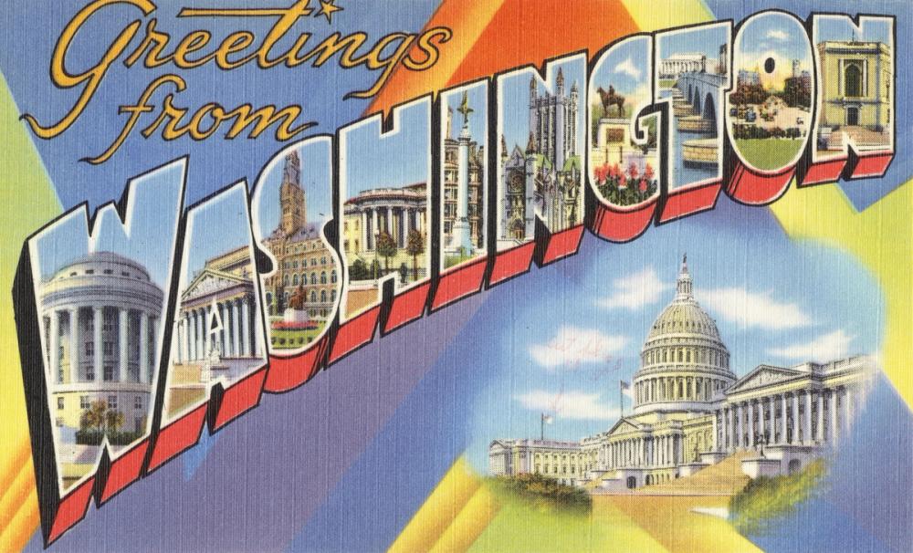 Greetings from Washington - Screenprint Postcard