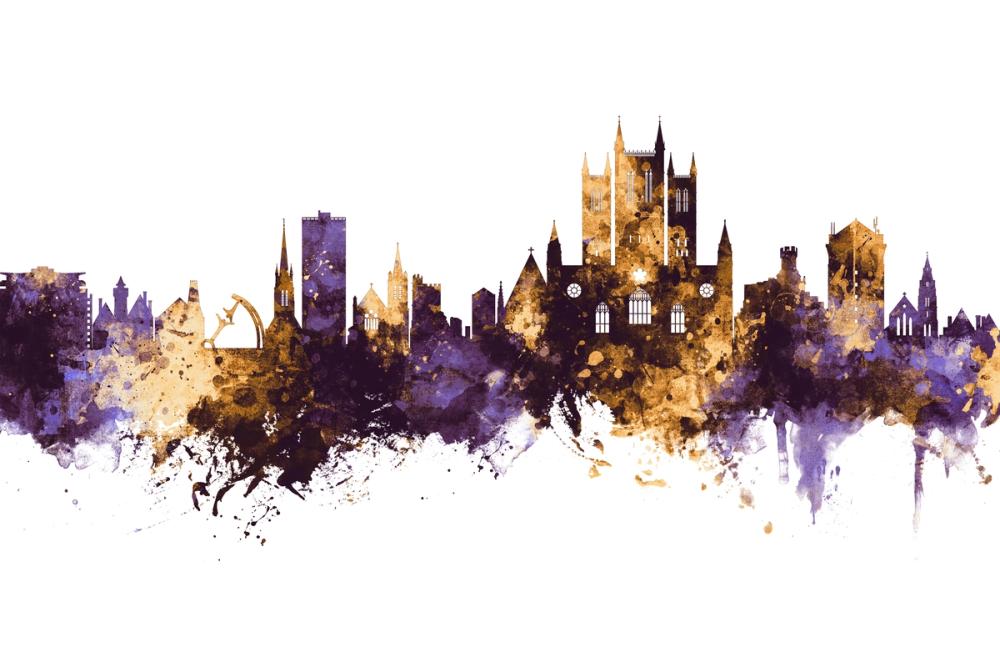 Lincoln England Skyline Purple & Gold