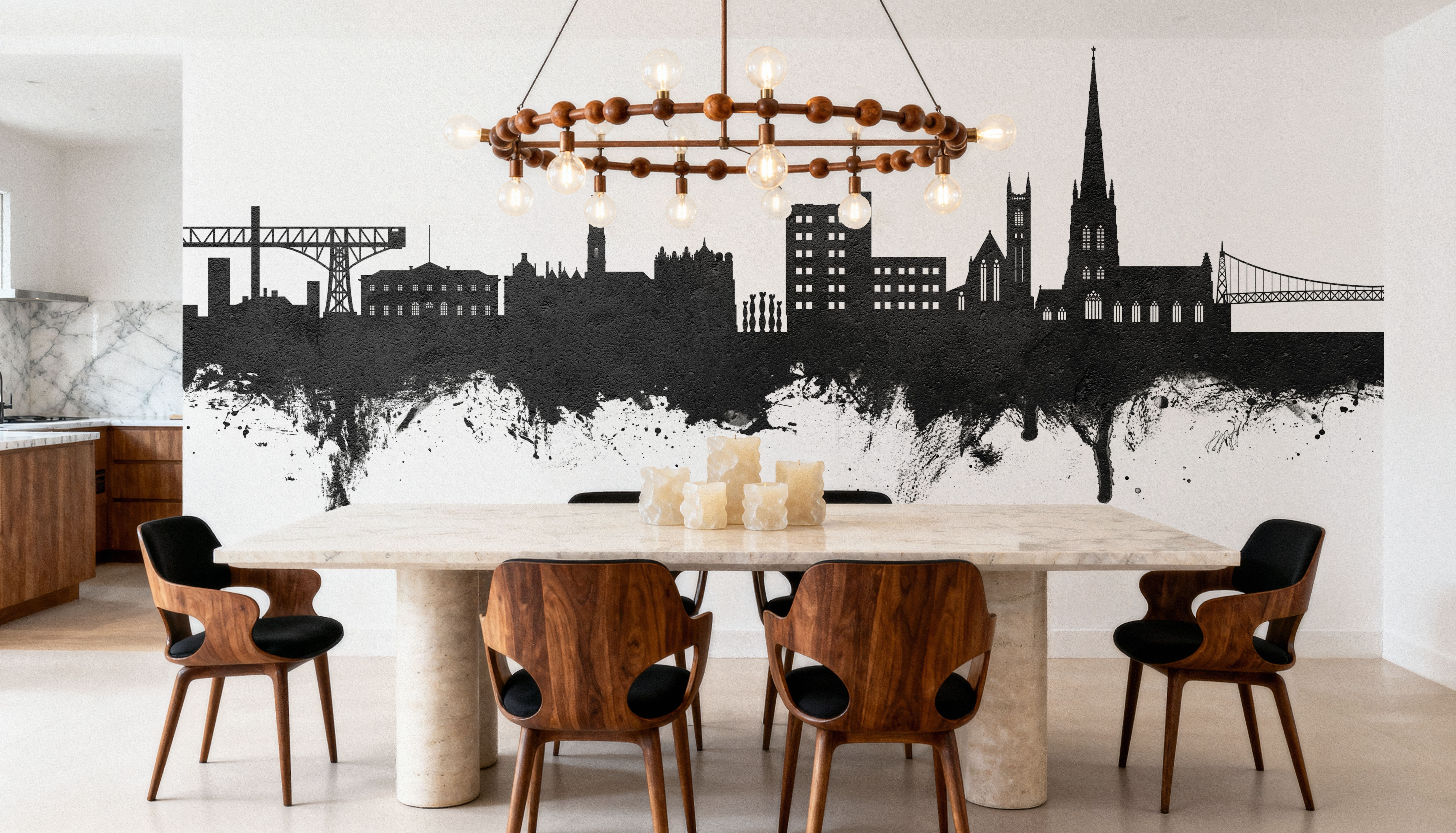 Warrington England Skyline Black & White