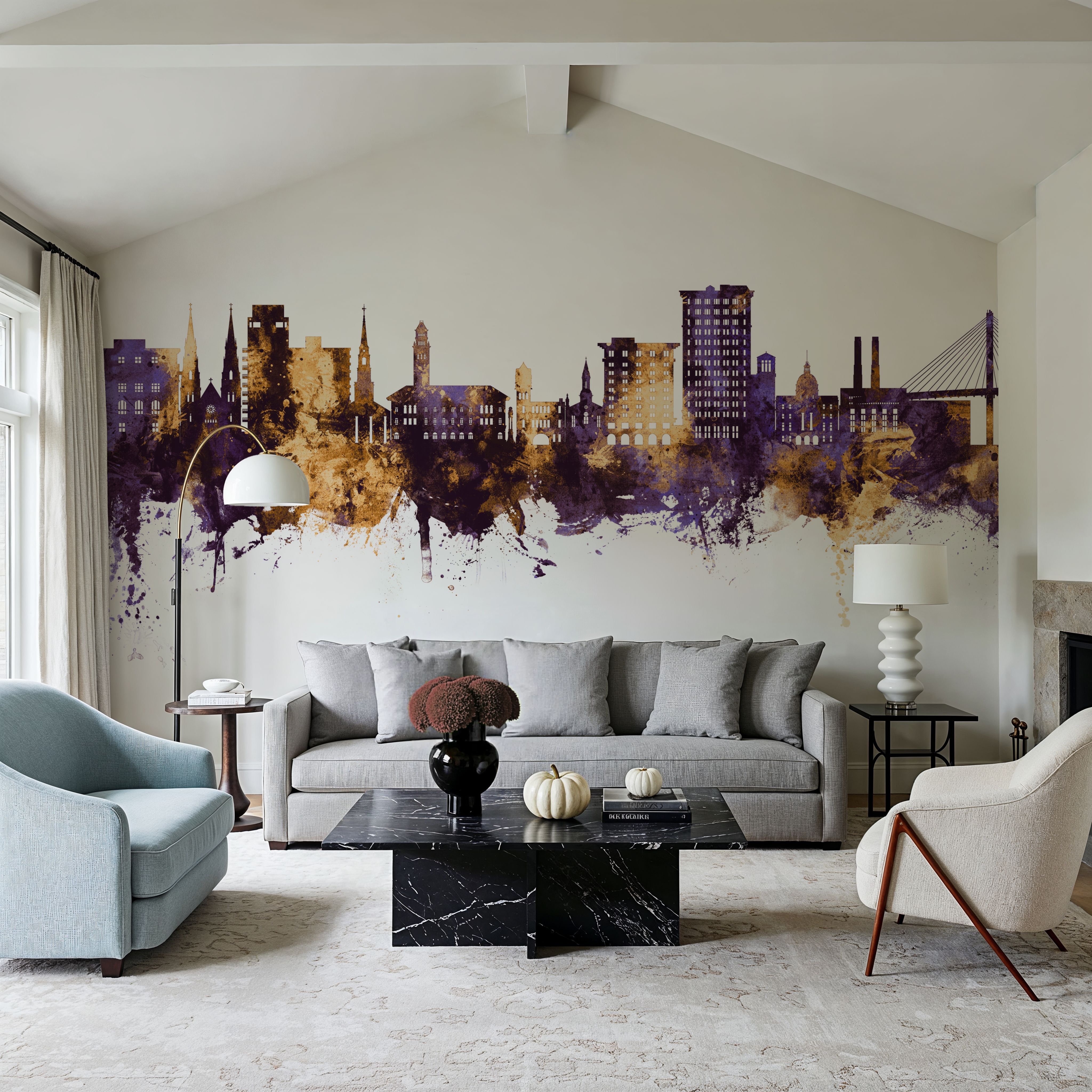 Savannah Georgia Skyline Purple & Gold