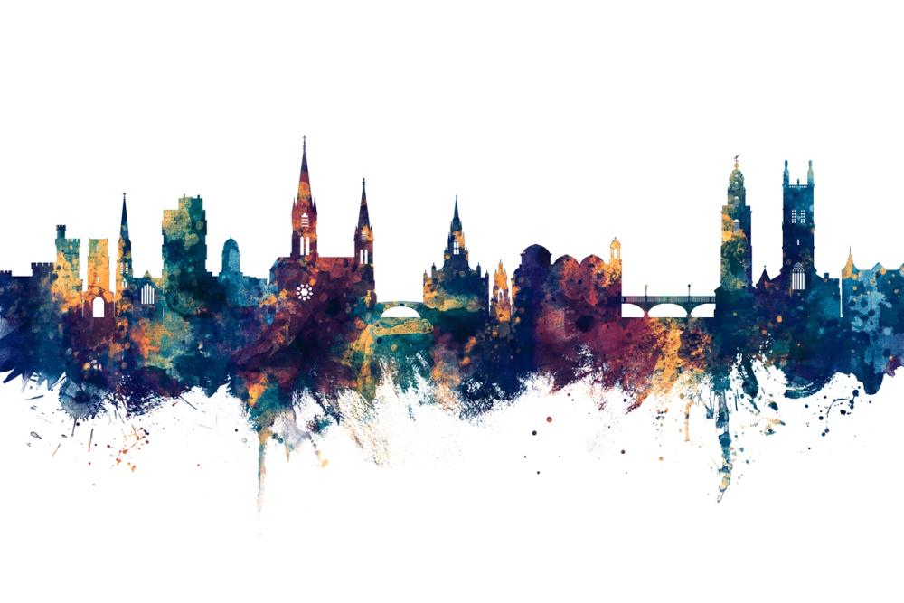 Cork Ireland Skyline Blue & Bronze