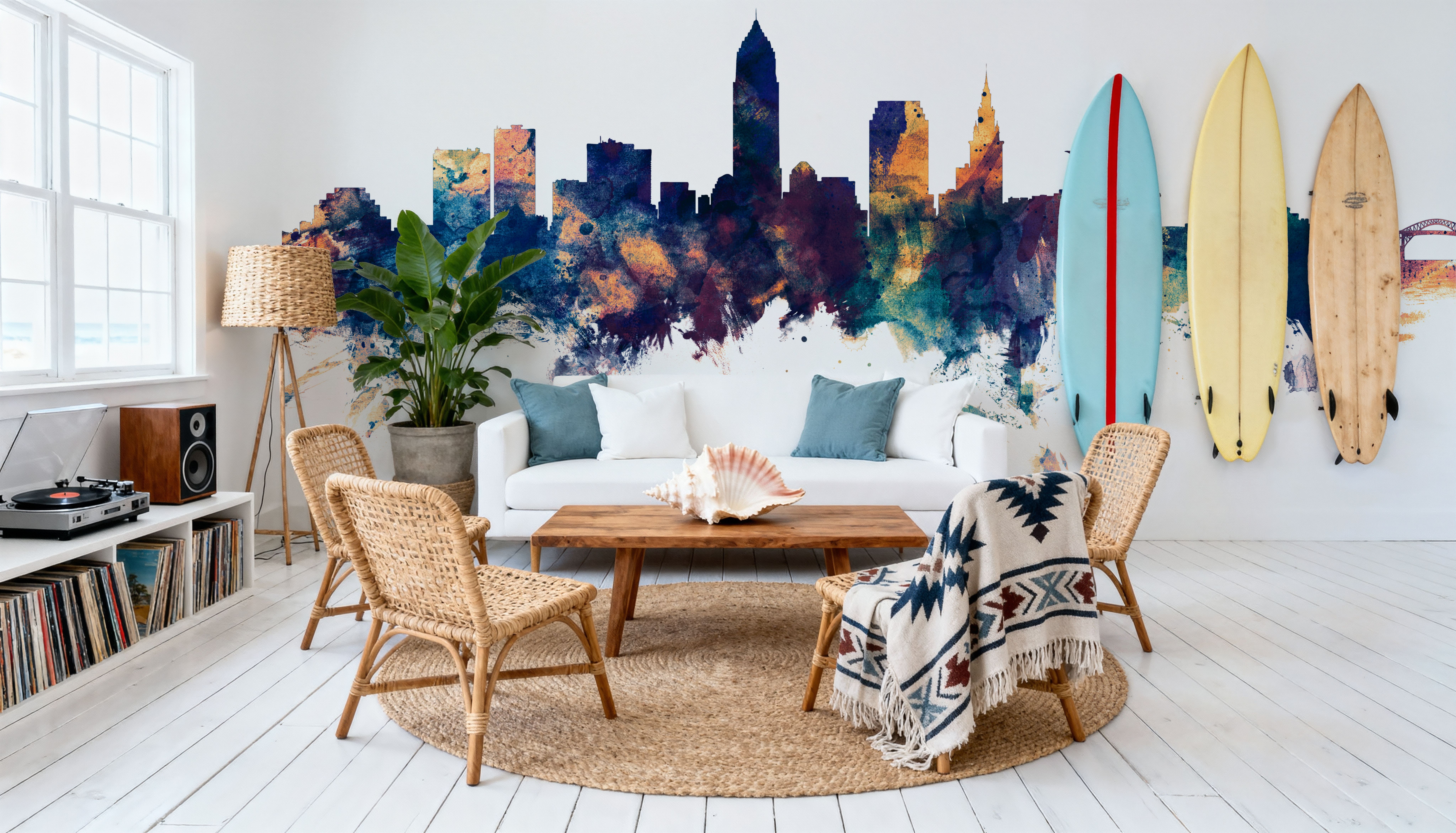 Cleveland Ohio Skyline Blue & Bronze