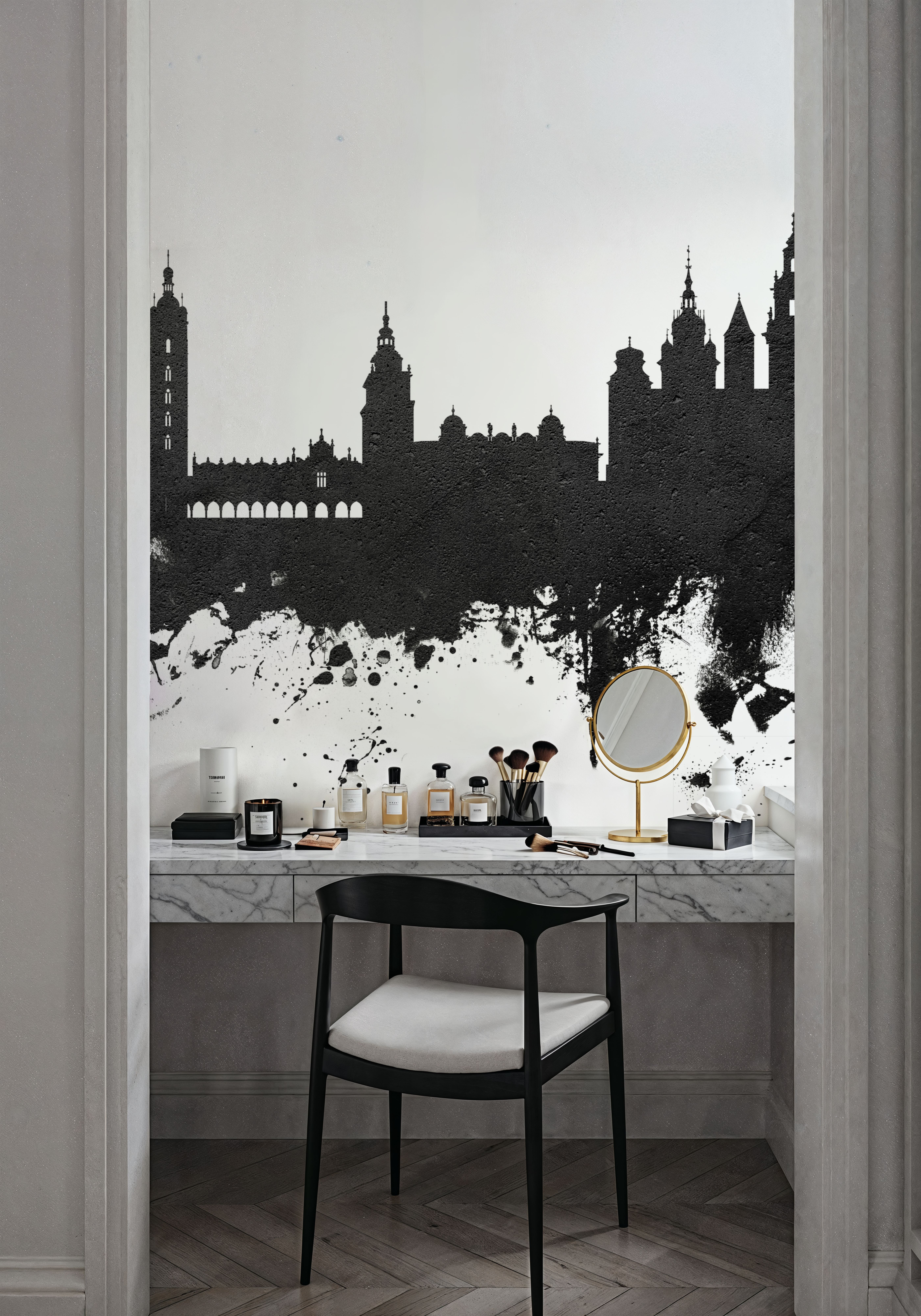 Krakow Skyline Black & White