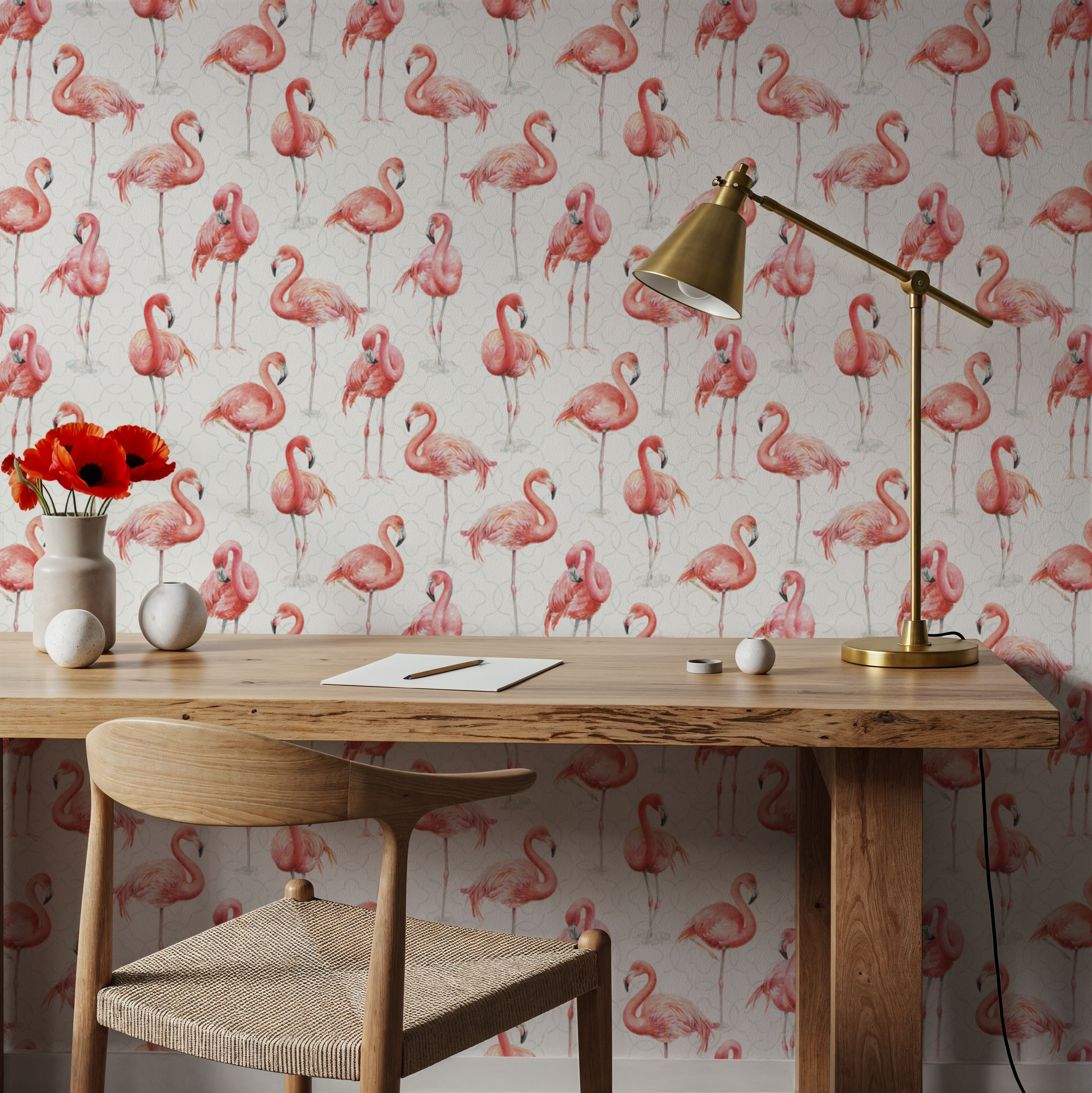 Flamingo Goals White, Wallpaper