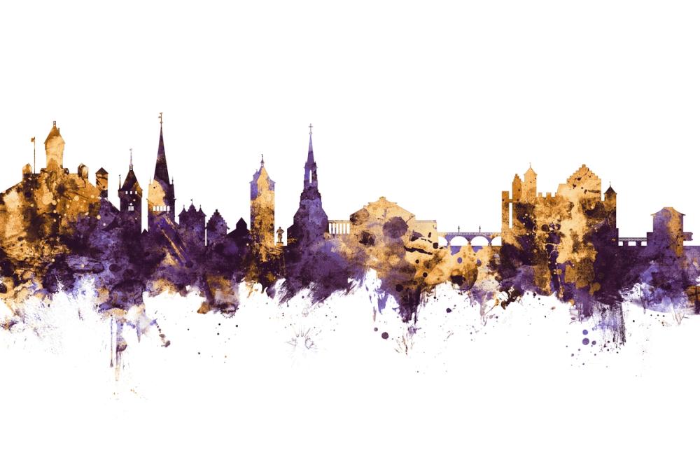 Schaffhausen Switzerland Skyline Purple & Gold