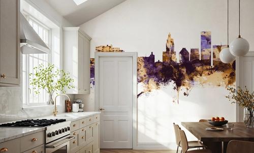 Providence Rhode Island Skyline Purple & Gold