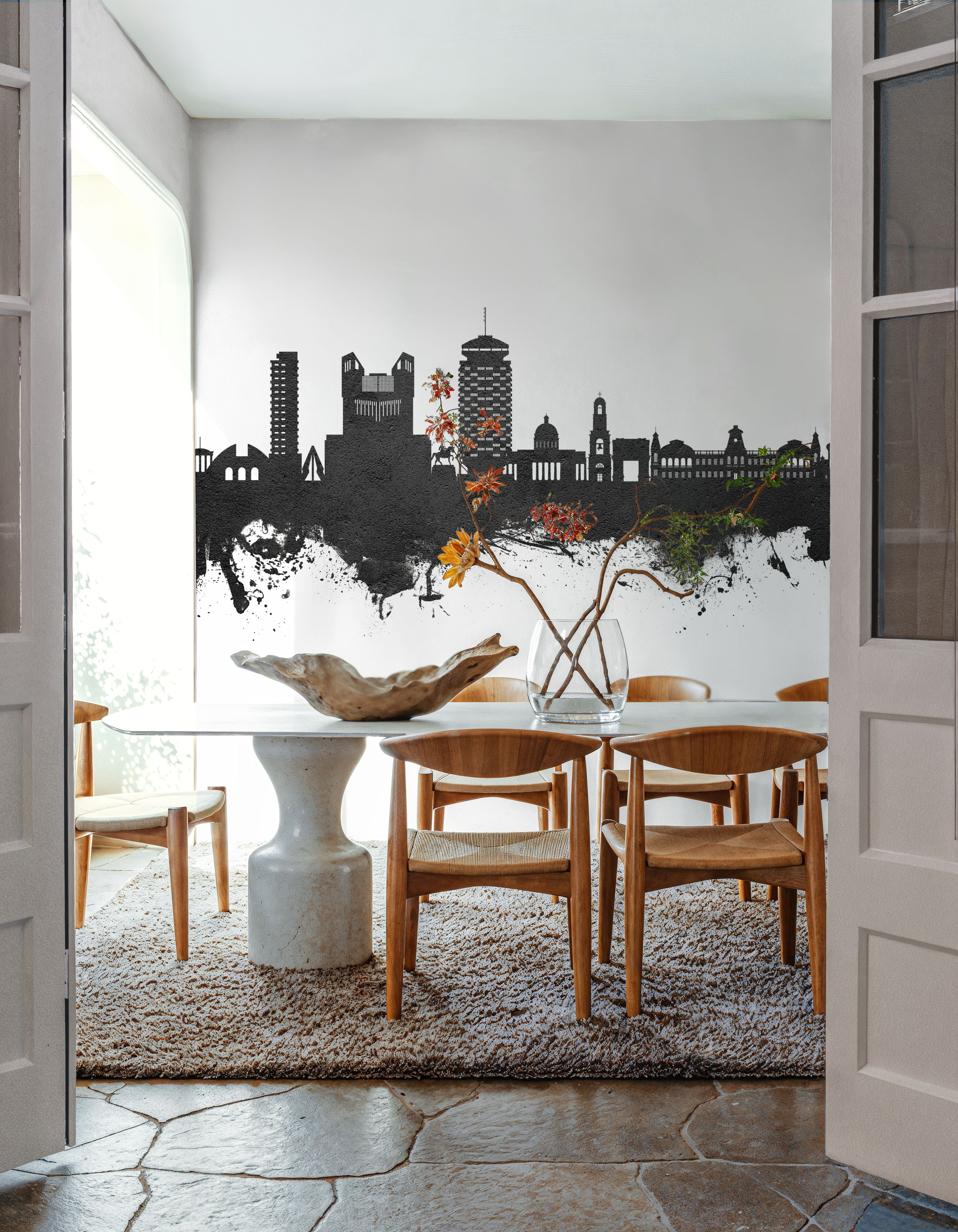 Chisinau Moldova Skyline Black & White