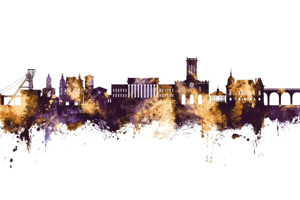 Saint-Étienne France Skyline Purple & Gold