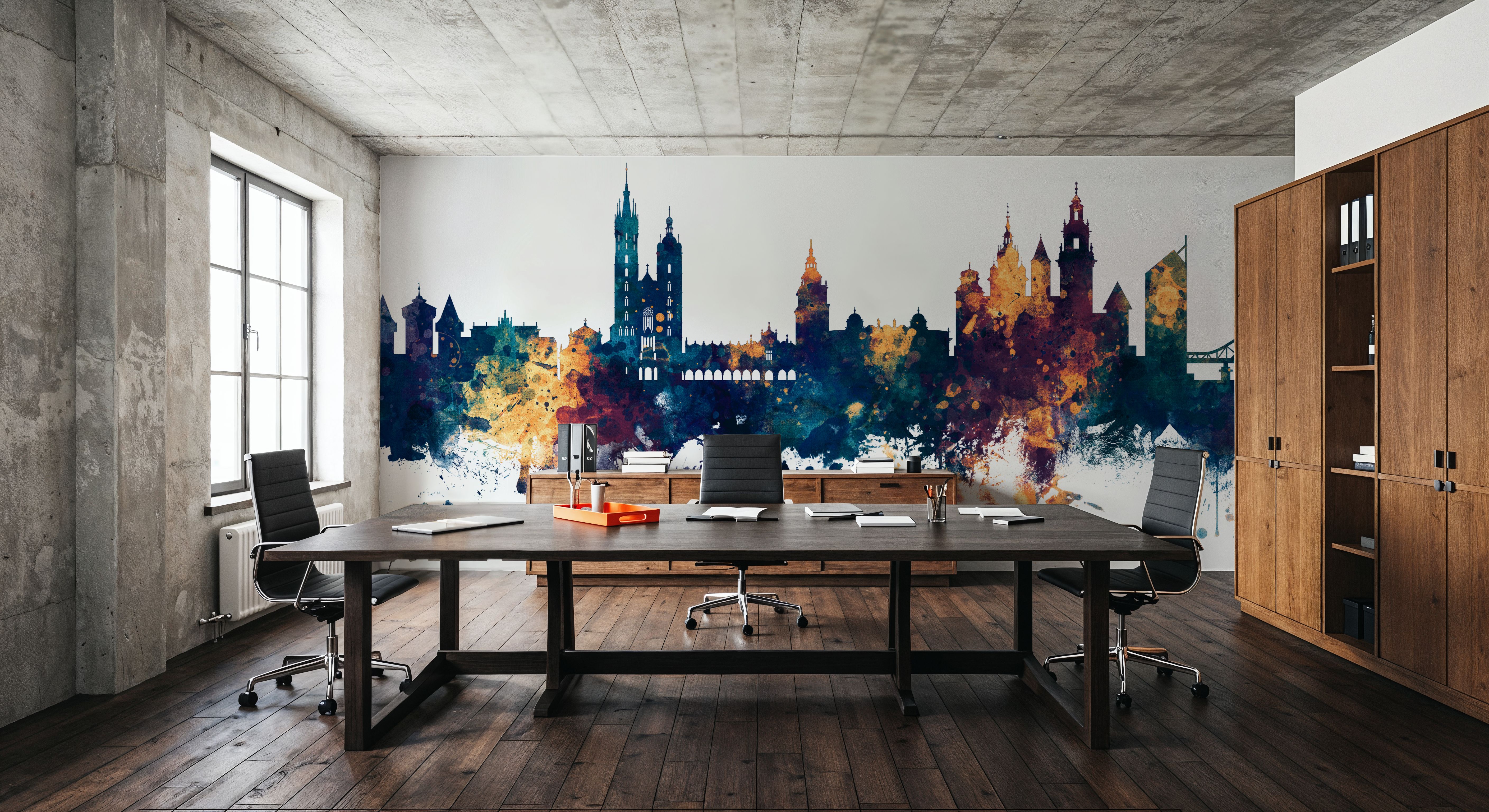 Krakow Skyline Blue & Bronze