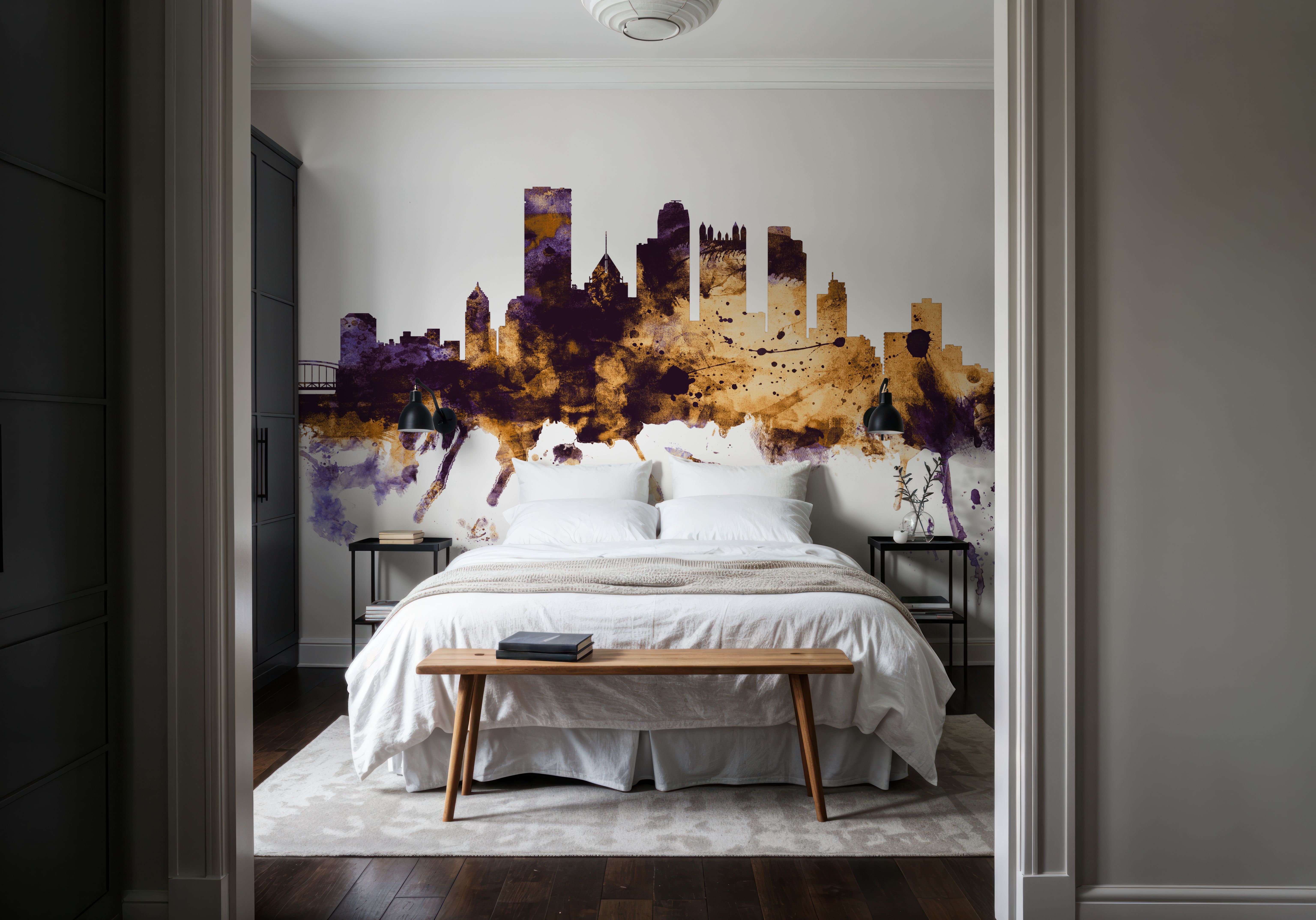 Pittsburg Pennsylvania Skyline Purple & Gold