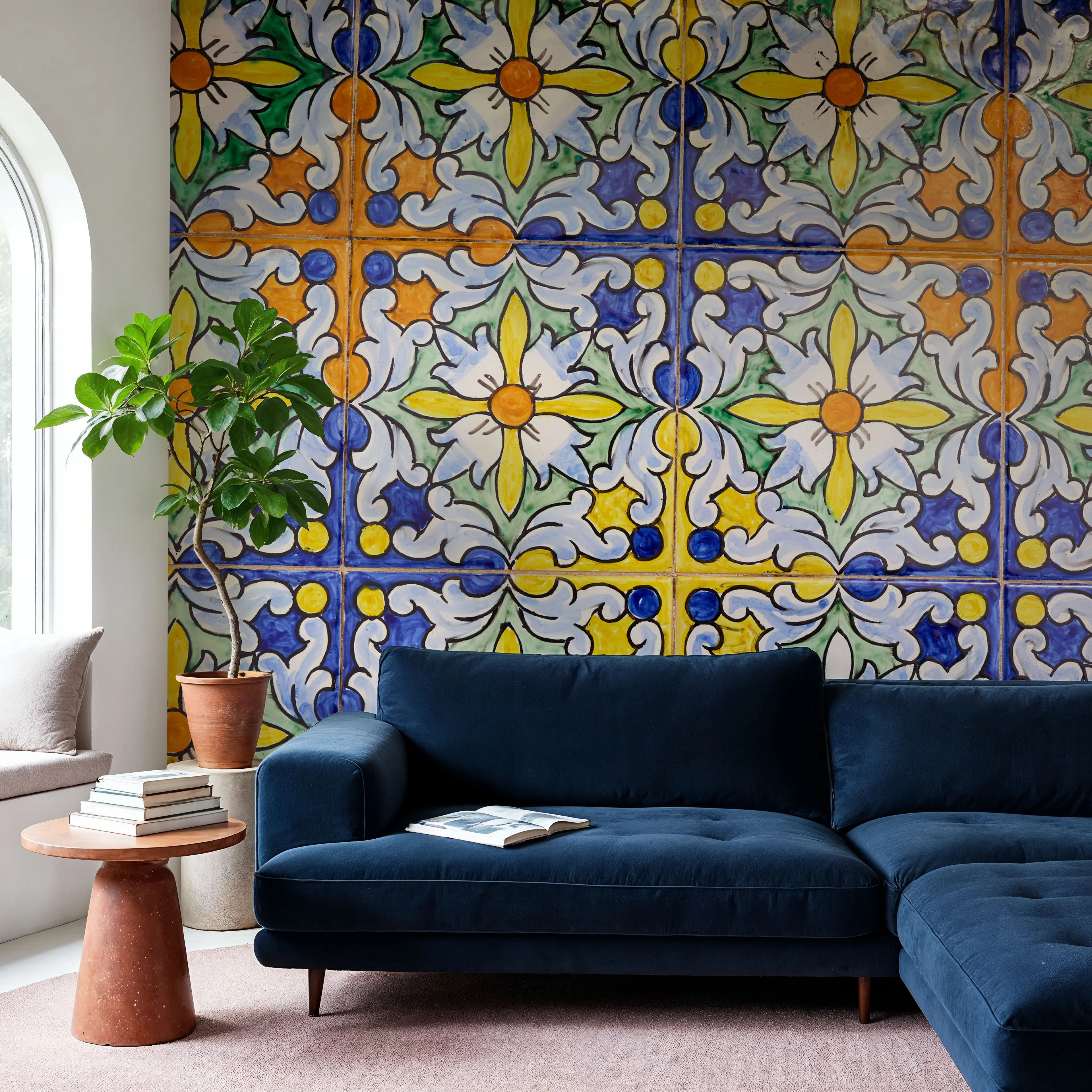 Fotobehang - Seville Tiles - Folk Tegelbehang Mural - Slaapkamers - Wallism Nederland - Zelfklevend of Vliesbehang