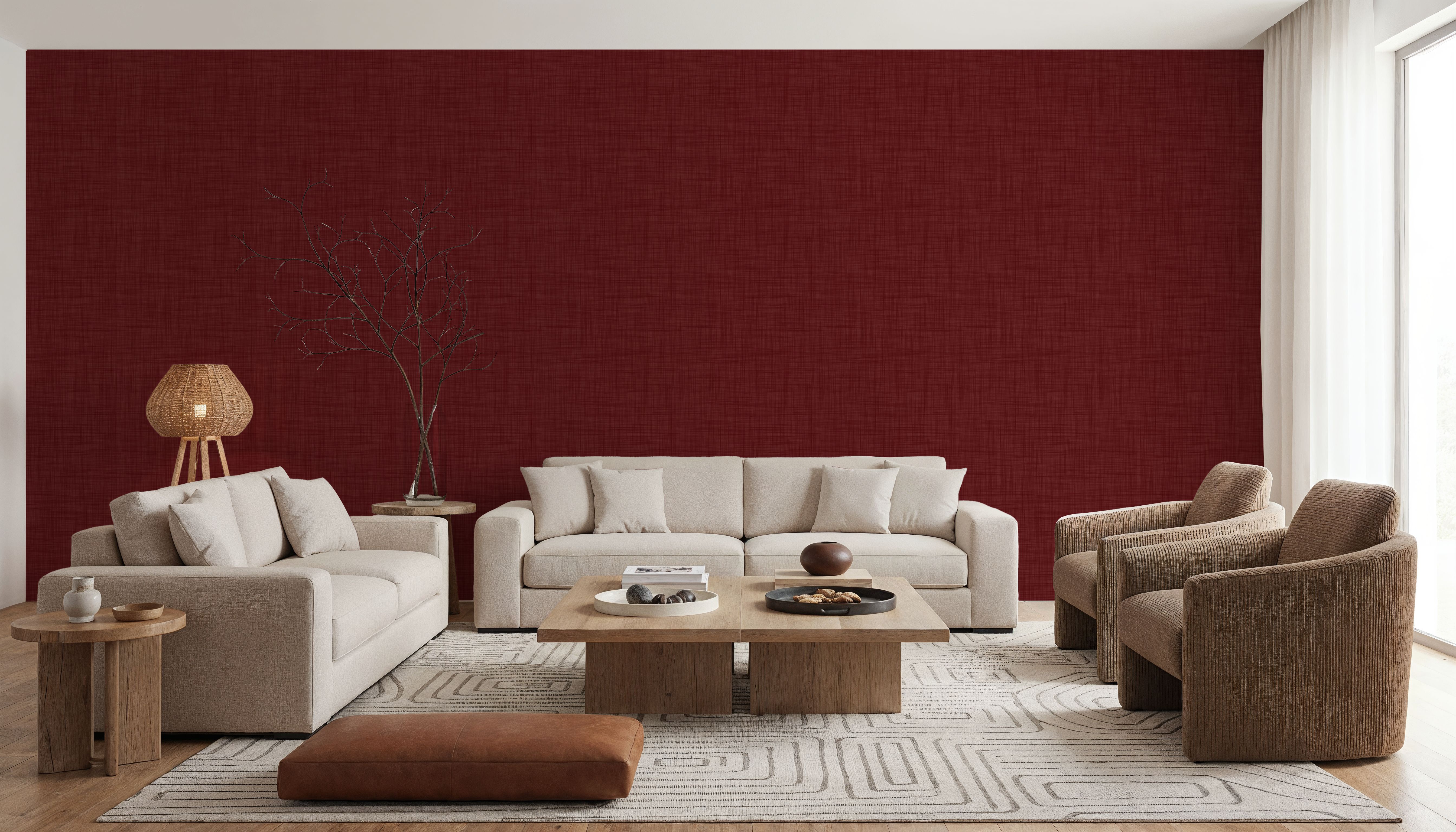 Mottled Linen Effect, Tomato Red