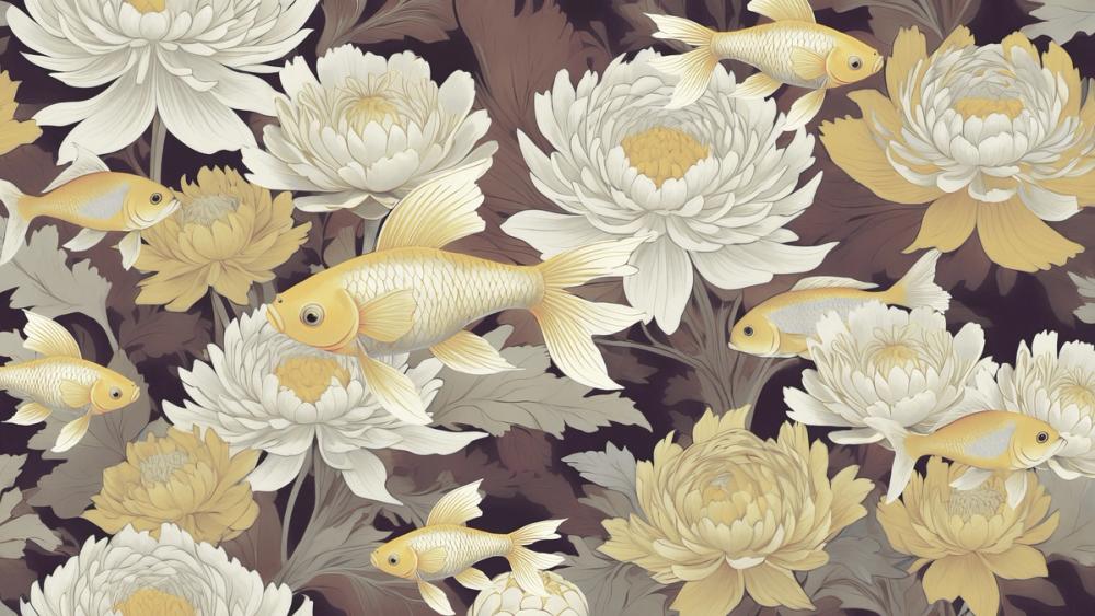 Dancing Fish, Yellow on Brown