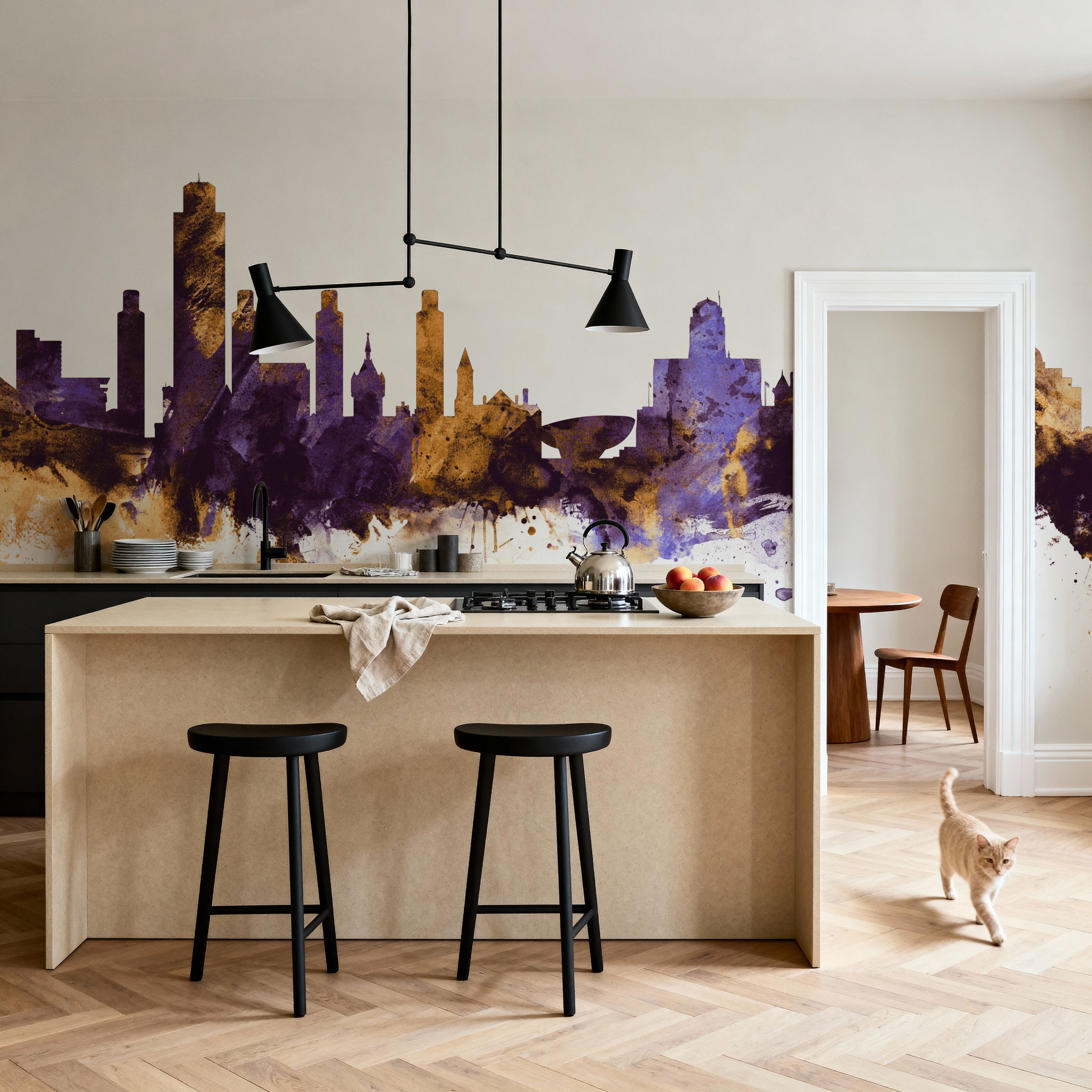 Albany New York Skyline Purple & Gold