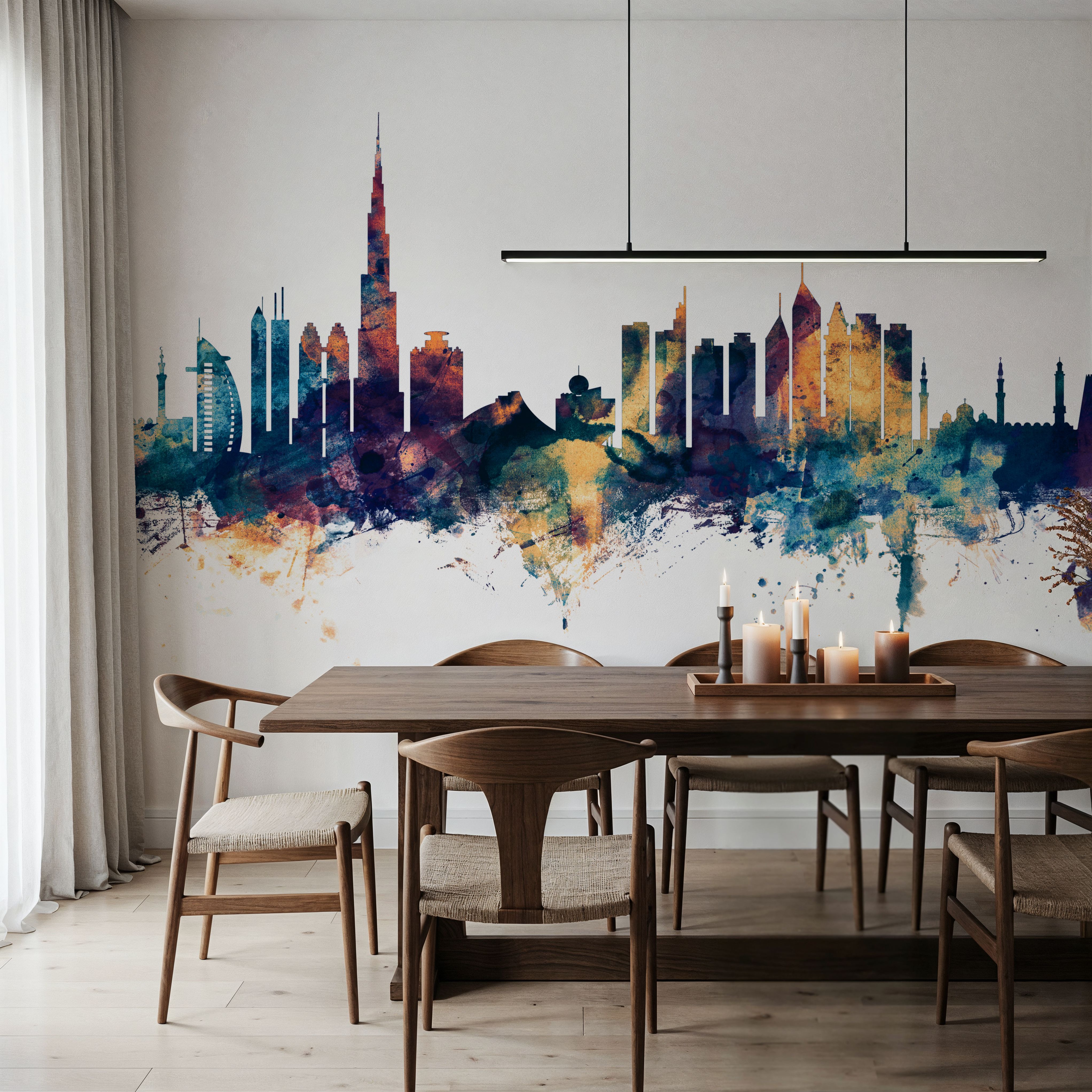 Dubai Skyline Blue & Bronze