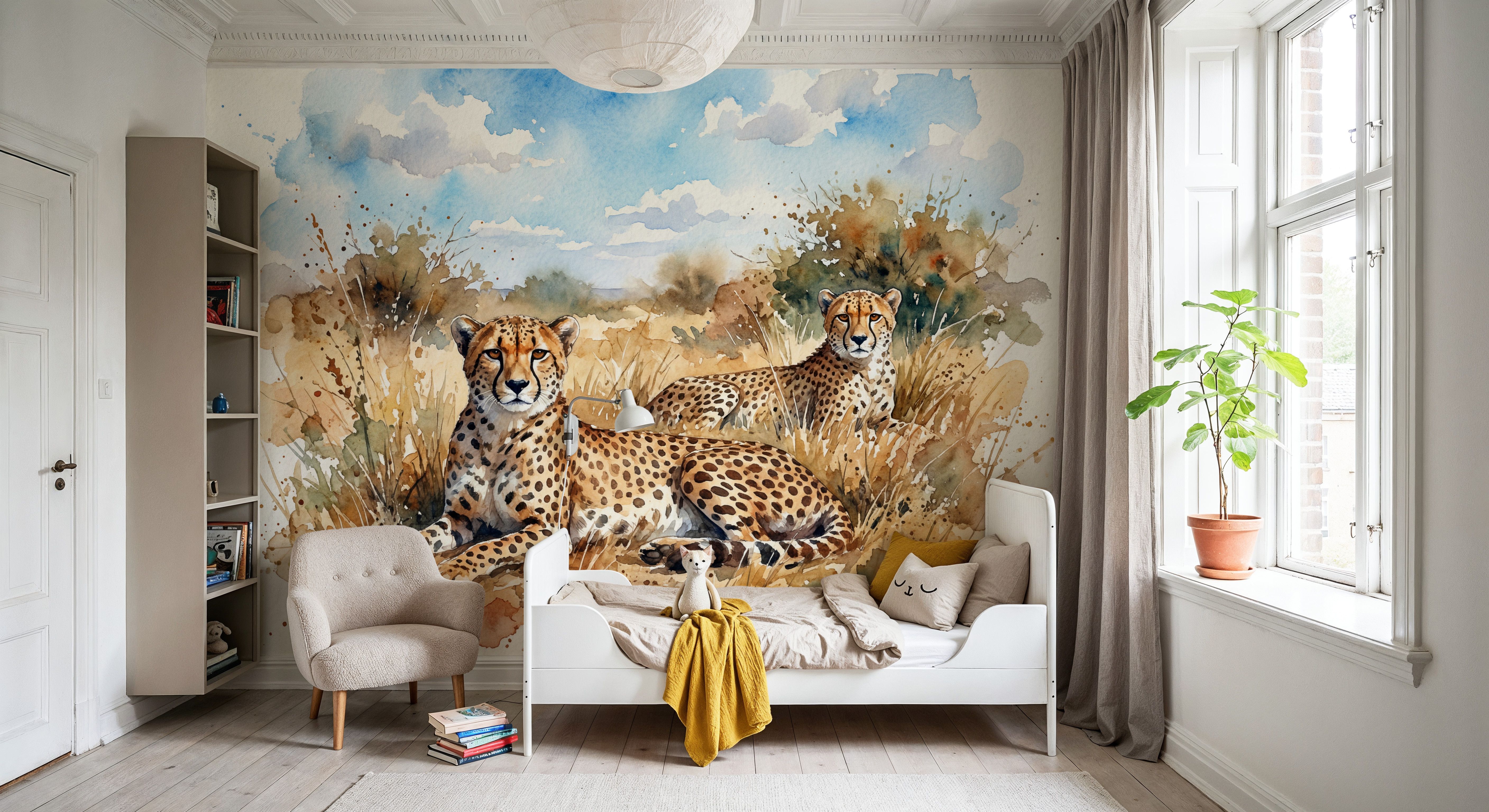 Cheetahs - Watercolor Predators Series, Wallpaper