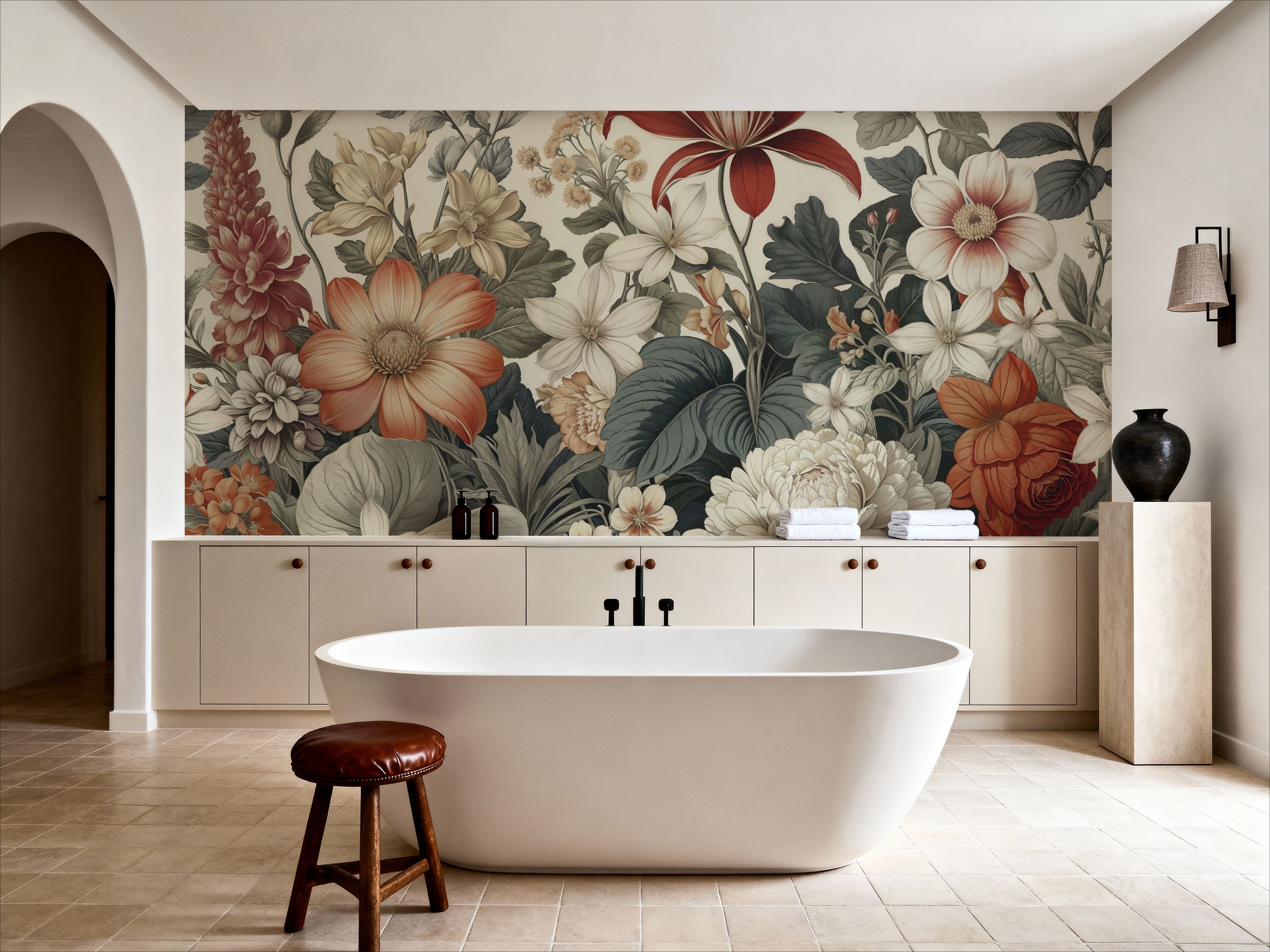 Dahlia Days, Orange, Wallpaper