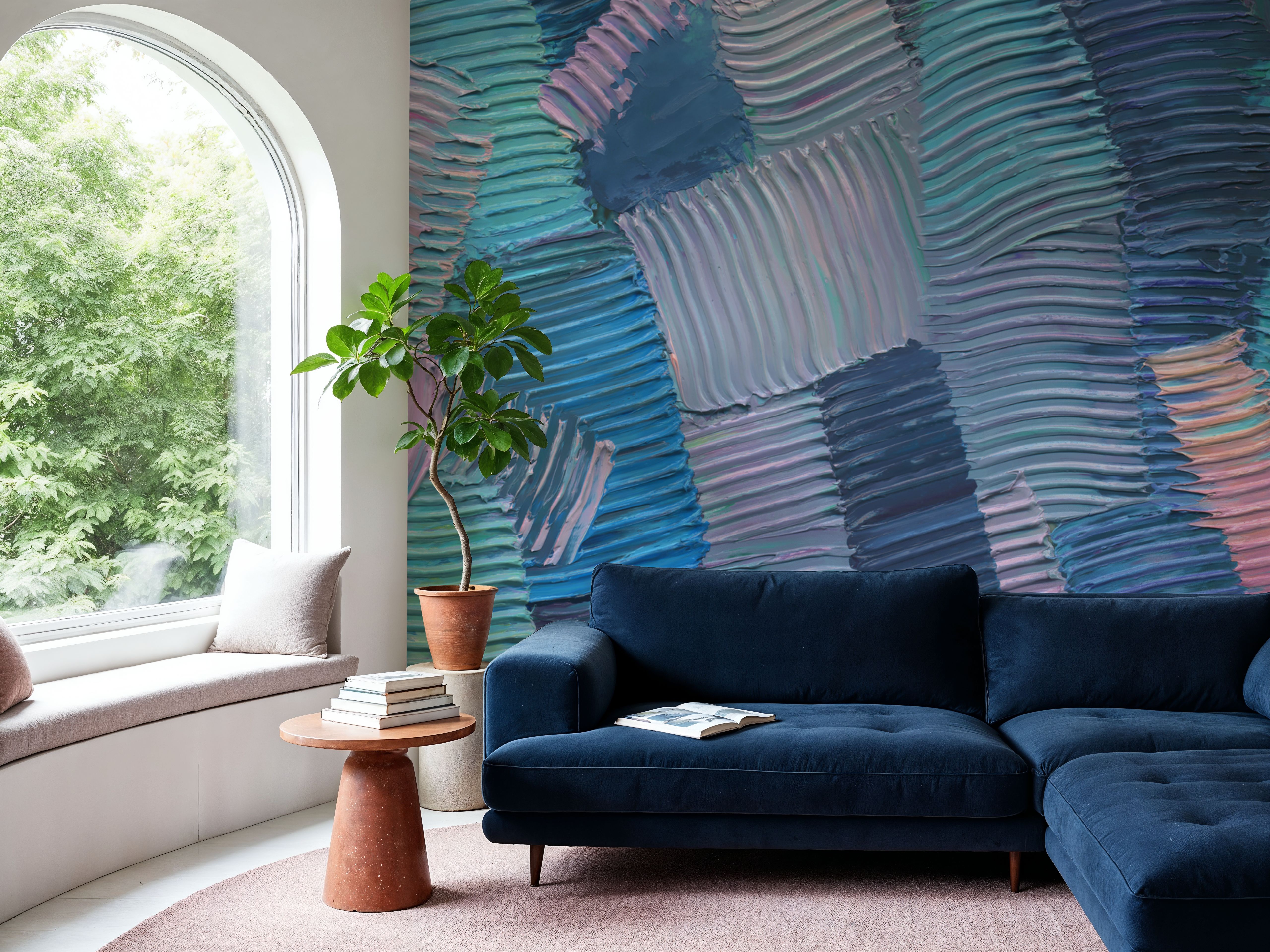 Abstract Stroke Texture Painting, Blue