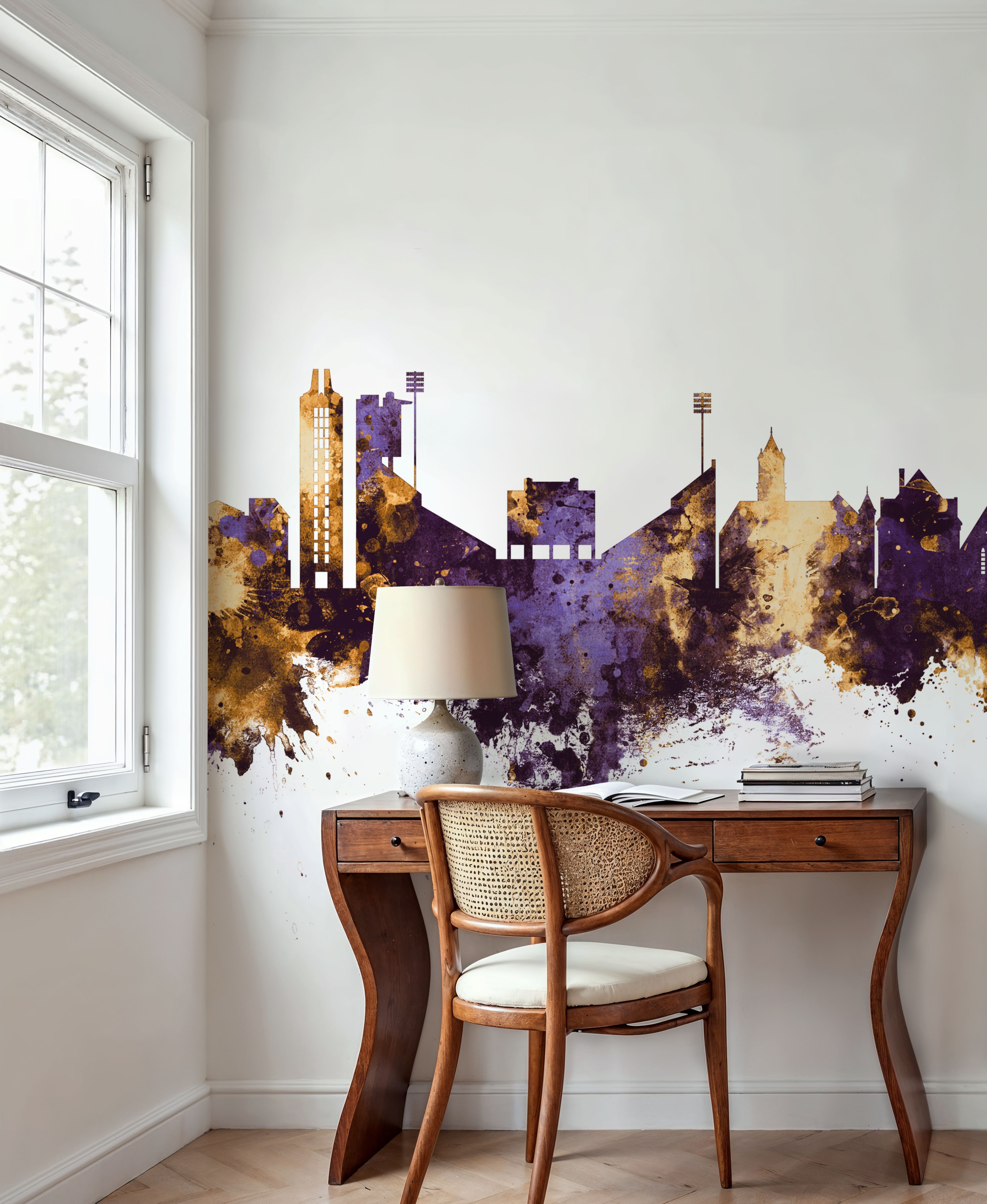 Lawrence Kansas Skyline Purple & Gold