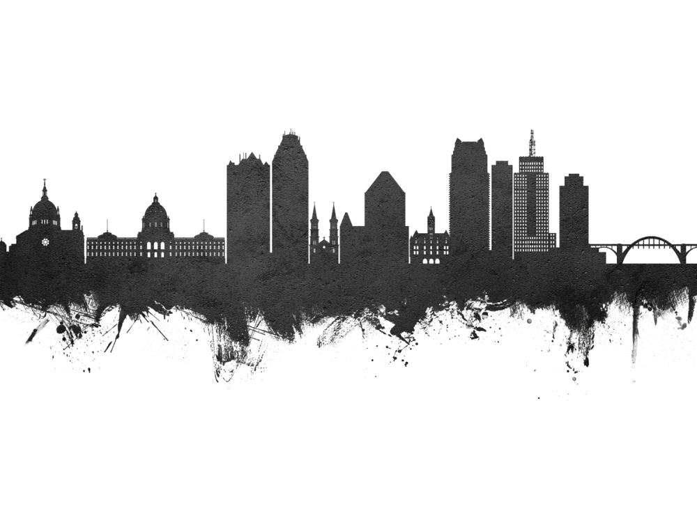 Saint Paul Minnesota Skyline Black & White