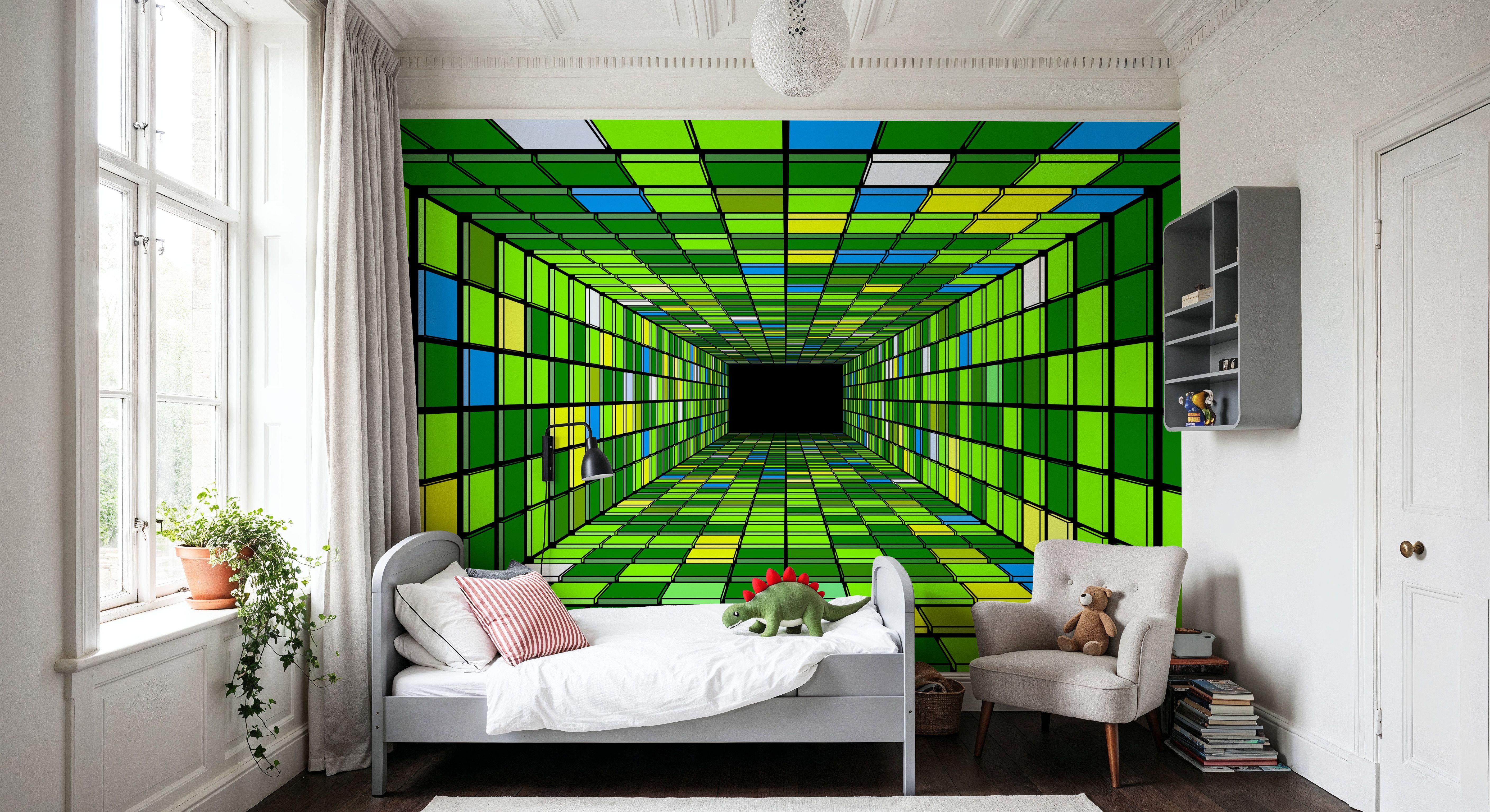 Retro Game Tunnel, Vibrant Green