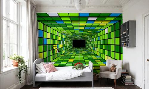 Retro Game Tunnel, Vibrant Green
