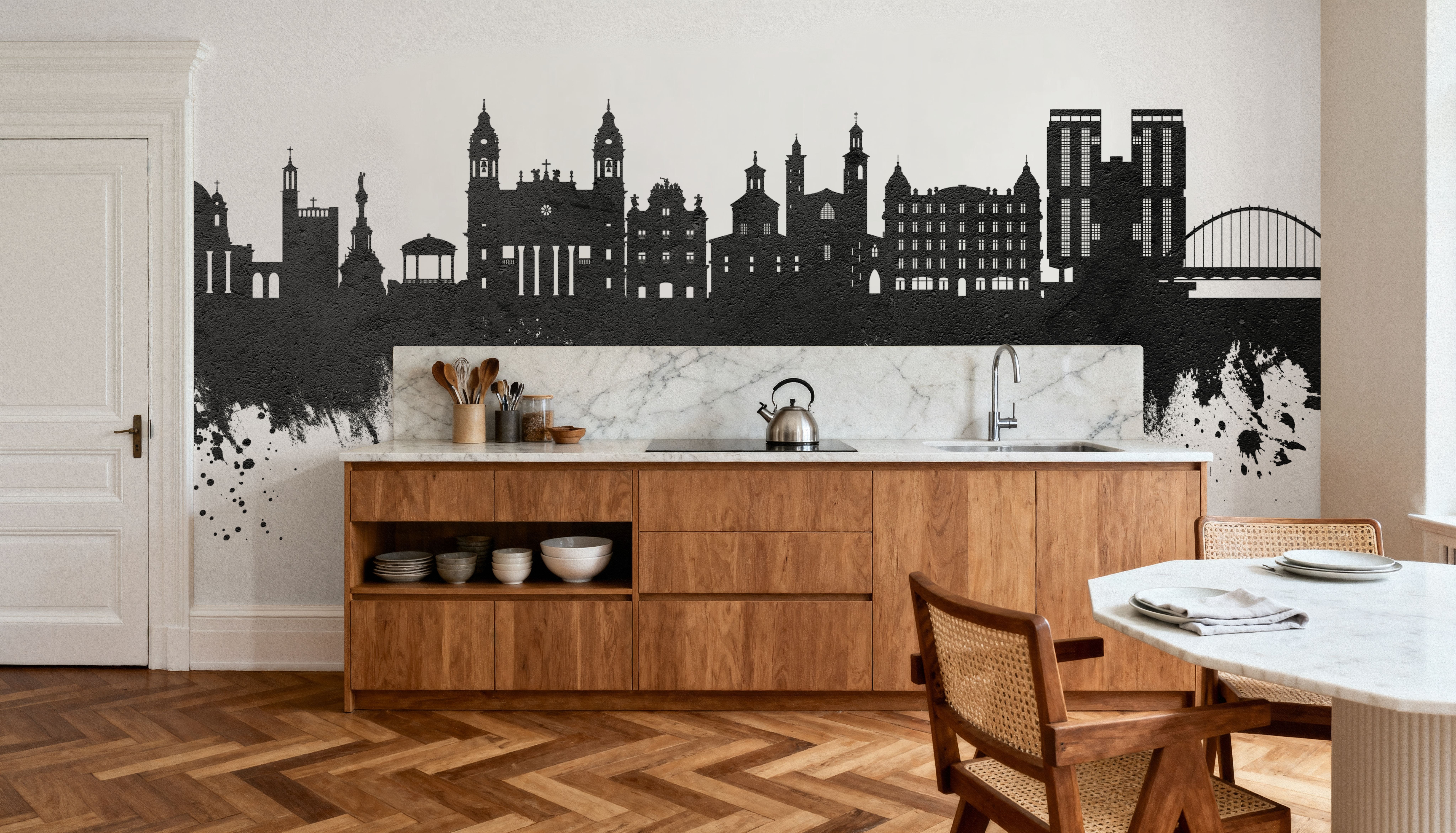 Pamplona Spain Skyline Black & White