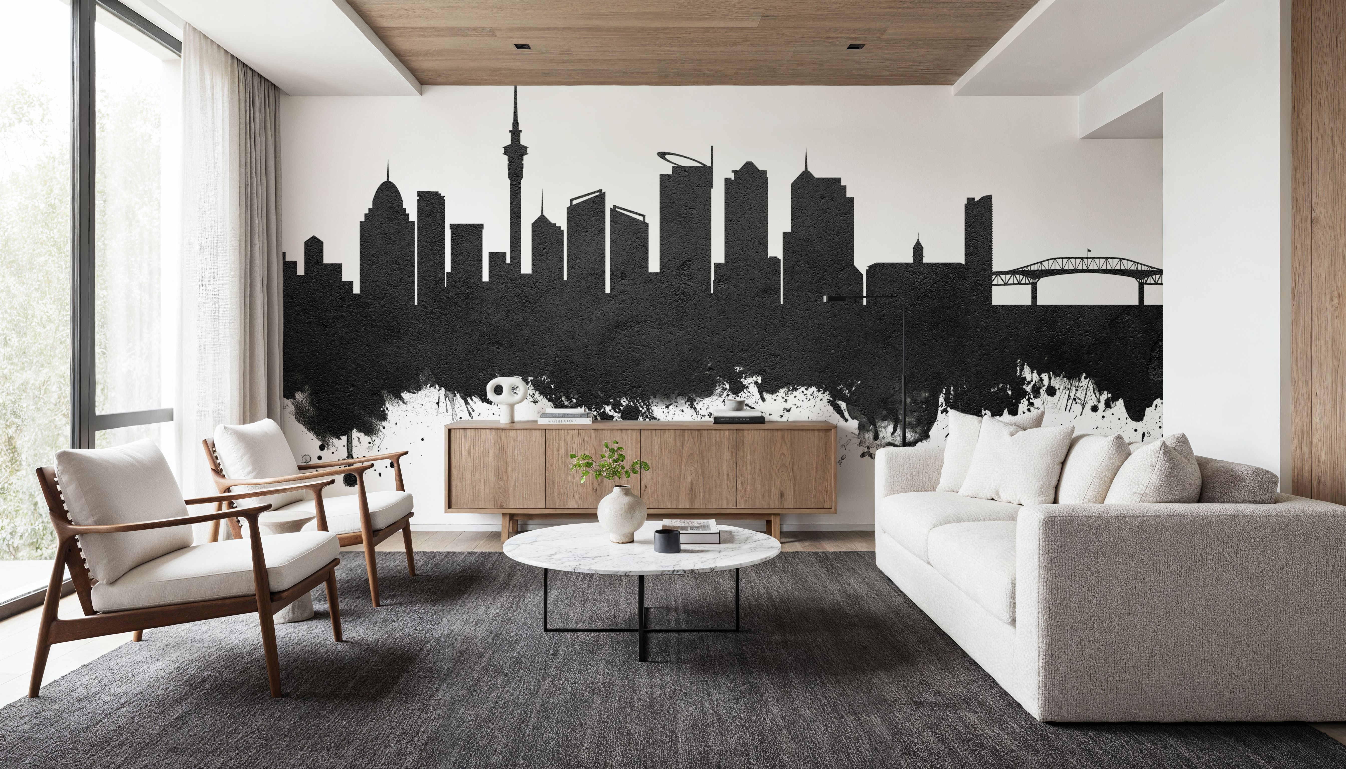 Auckland New Zeeland Skyline Black & White