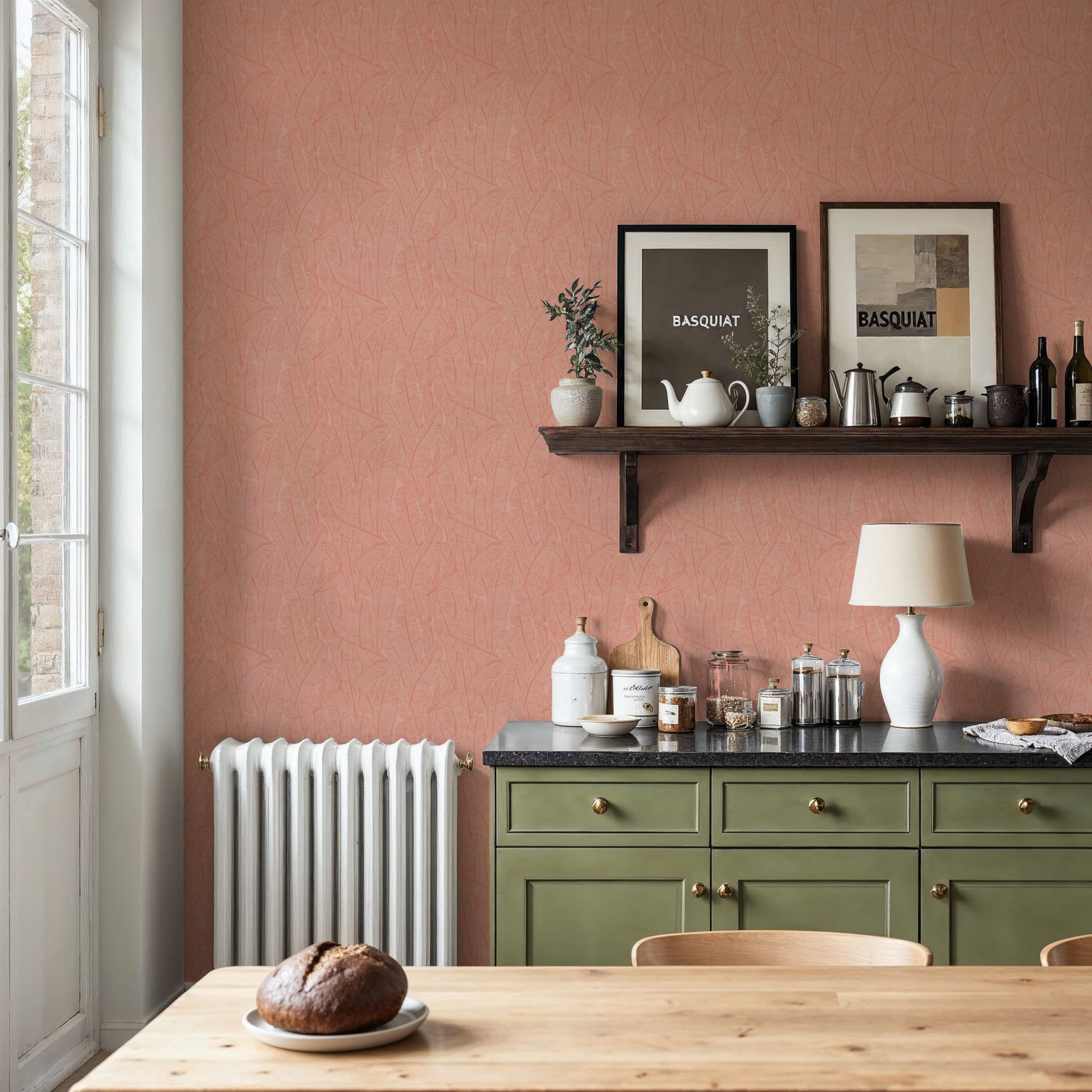 Banana Leaf Camo, Dusty Coral, Papier peint