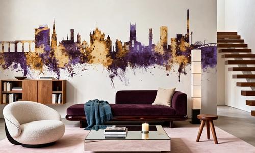 Huddersfield England Skyline Purple & Gold