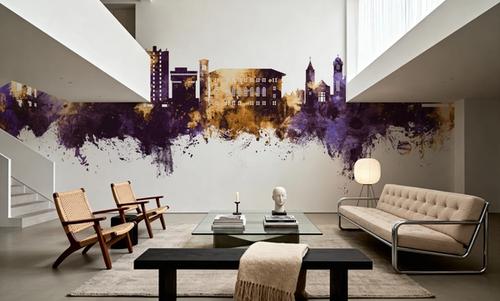 Cedar Falls Iowa Skyline Purple & Gold