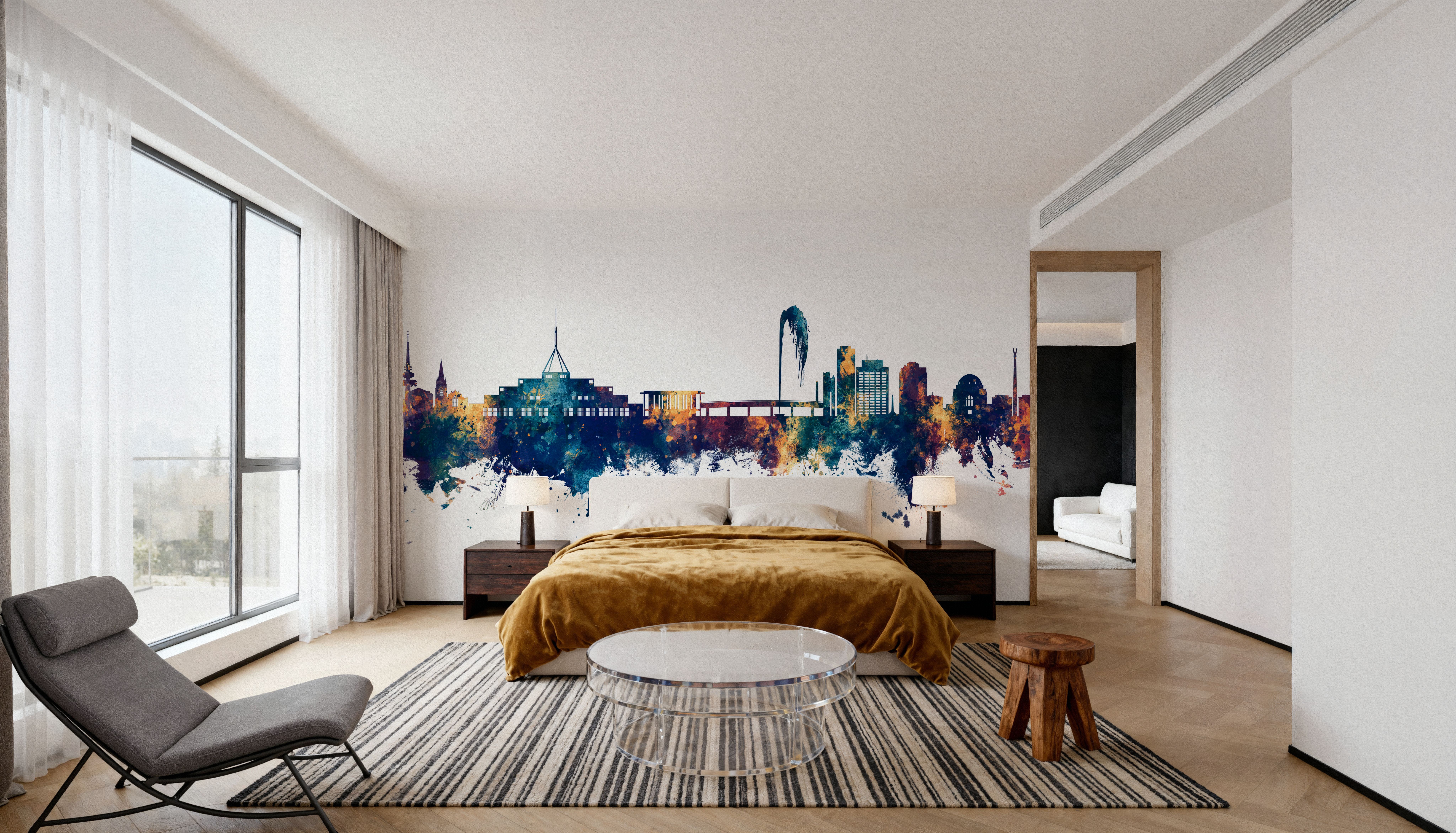 Canberra Skyline Blue & Bronze