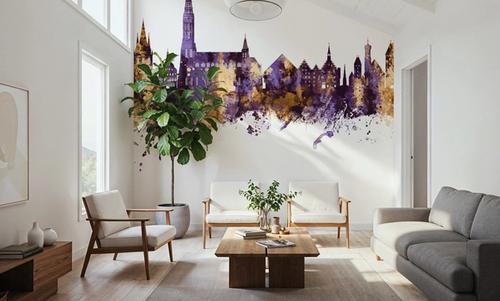 Ulm Germany Skyline Purple & Gold
