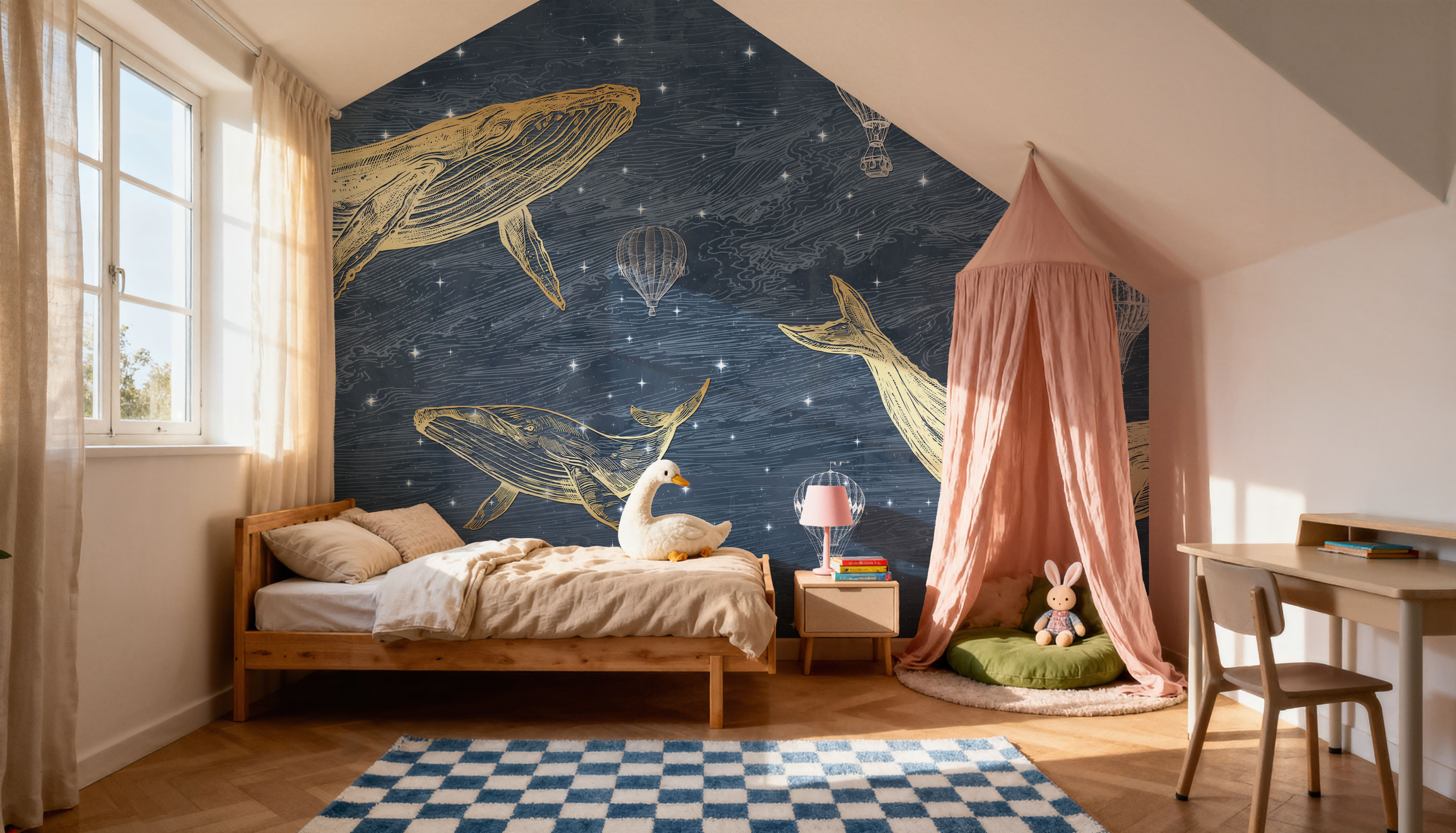 Whales in The Sky with Balloons, Washed