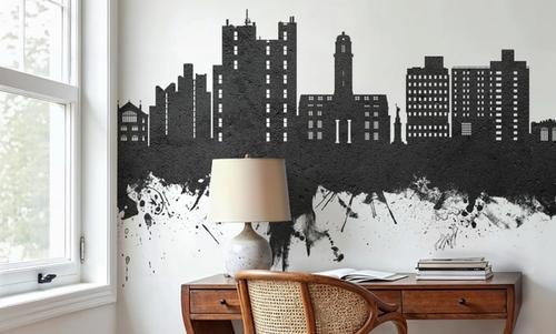 Luton England Skyline Black & White