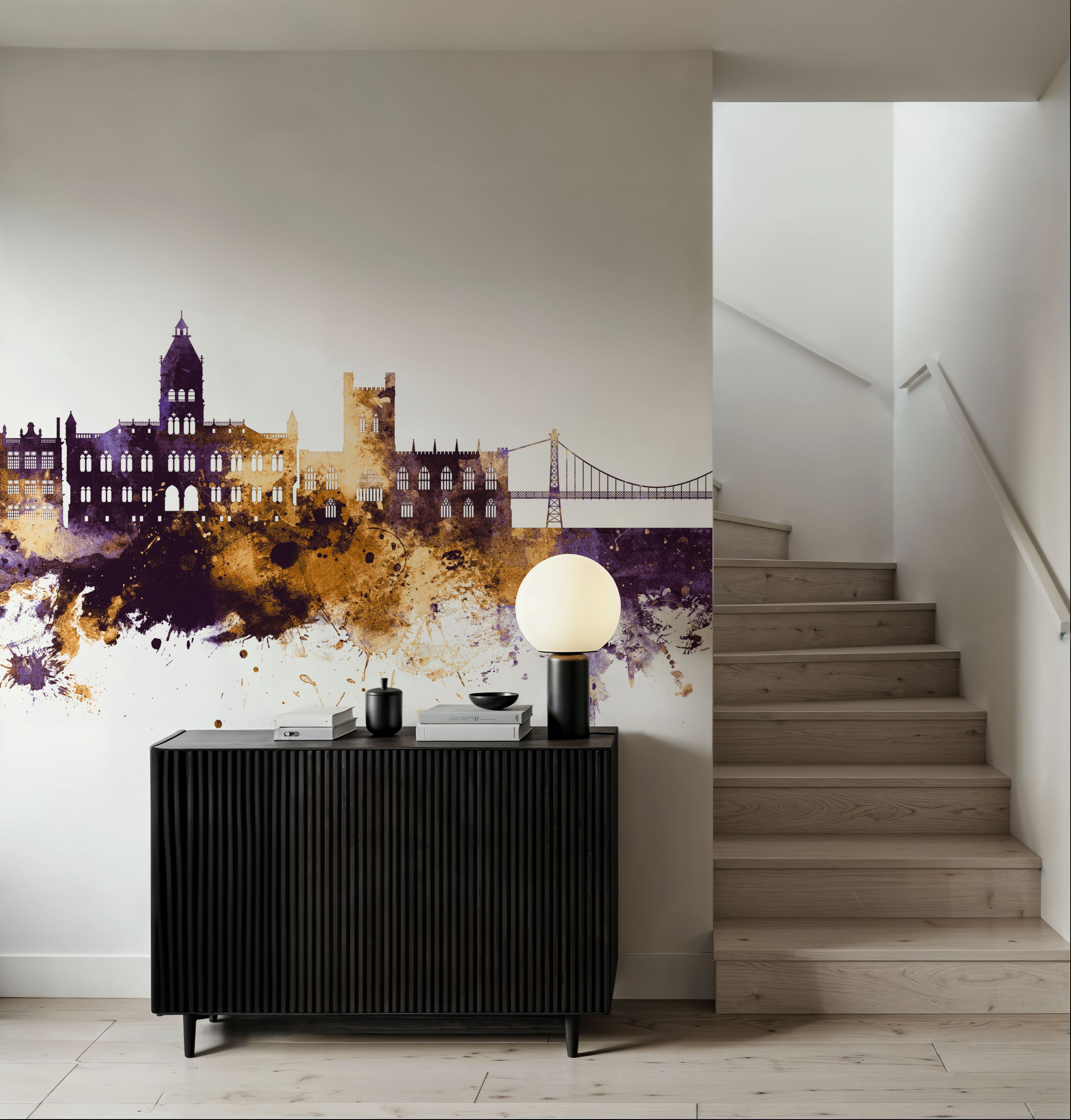 Chester England Skyline Purple & Gold
