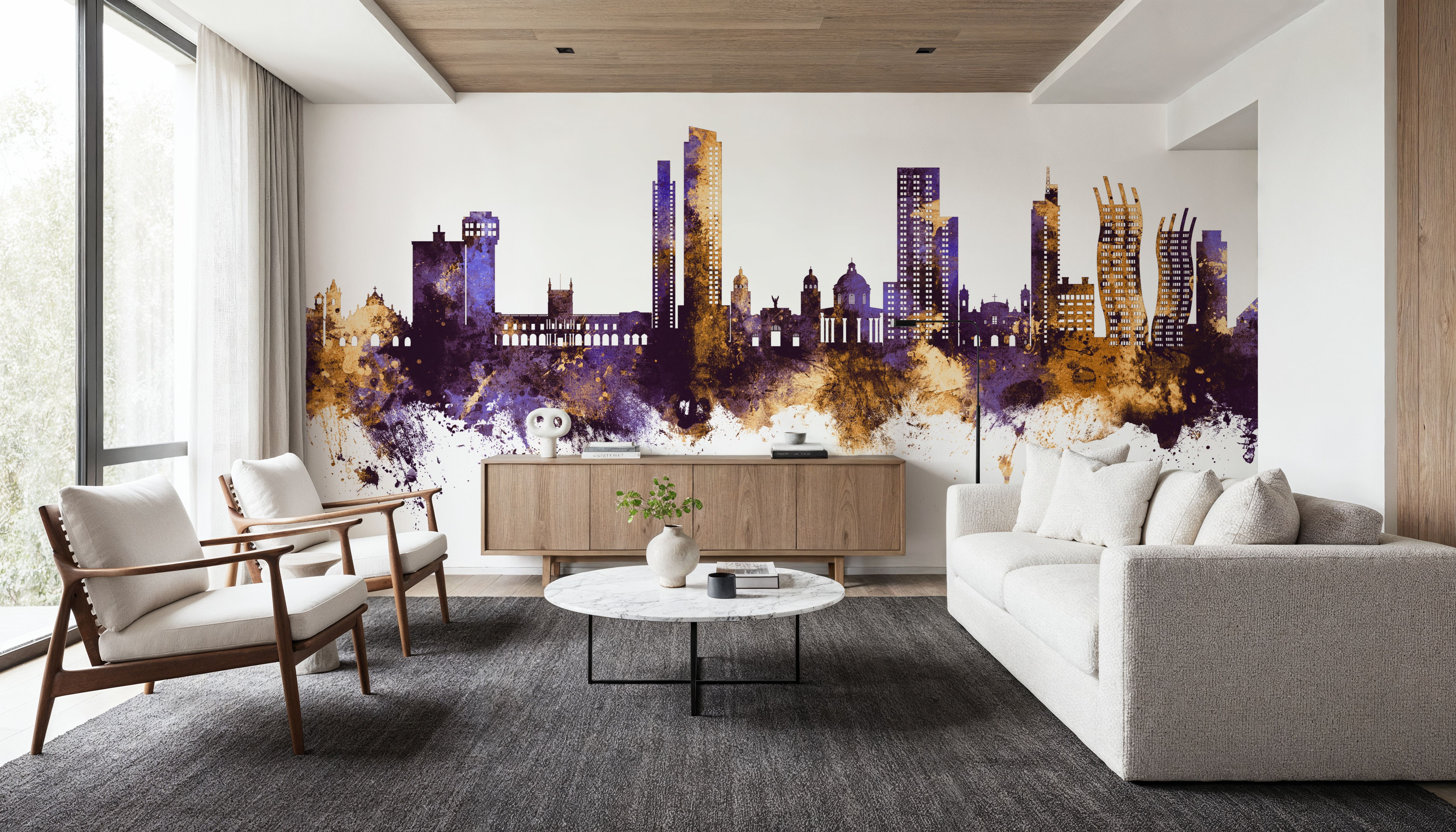 Asunción Paraguay Skyline Purple & Gold