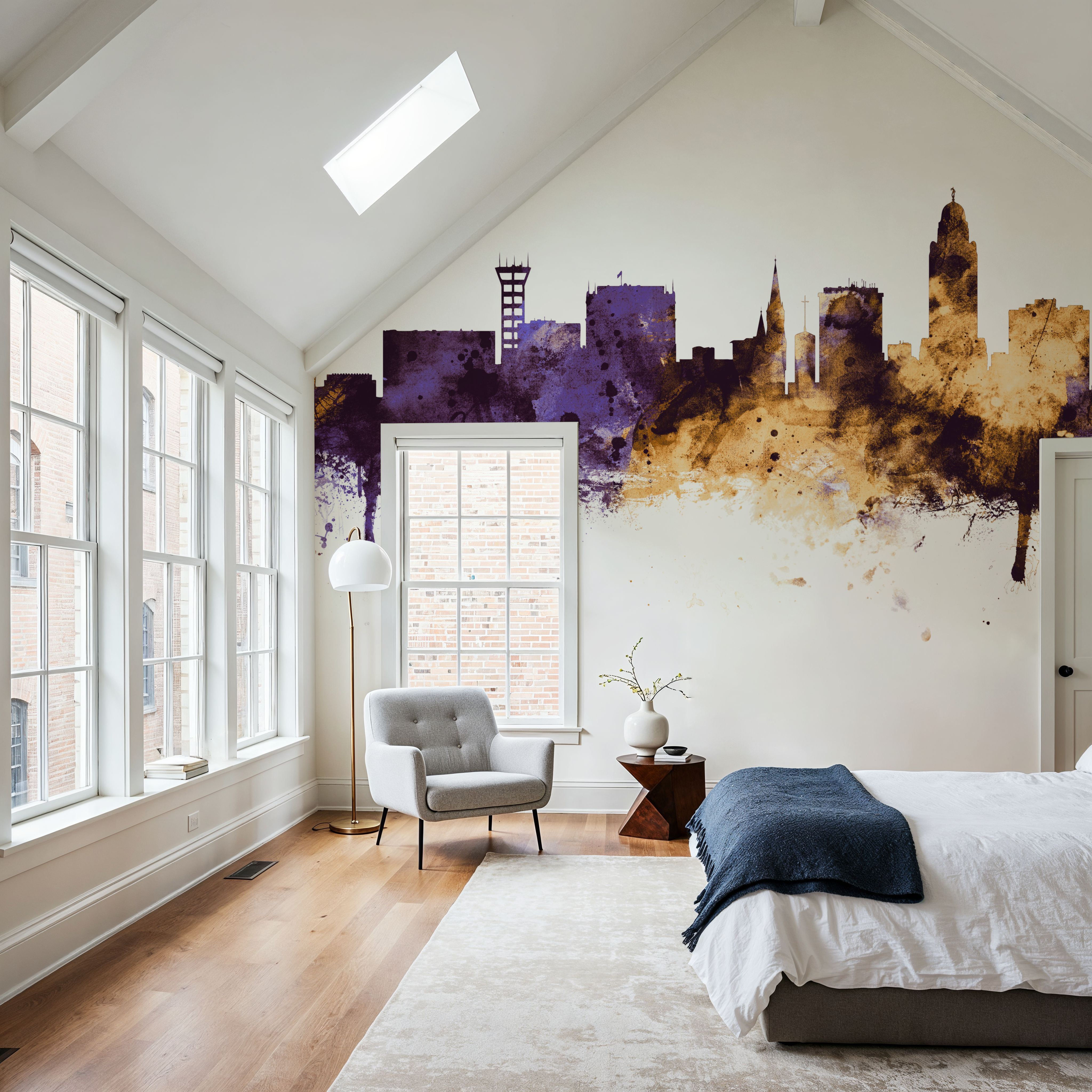 Lincoln Nebraska Skyline Purple & Gold