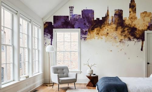 Lincoln Nebraska Skyline Purple & Gold