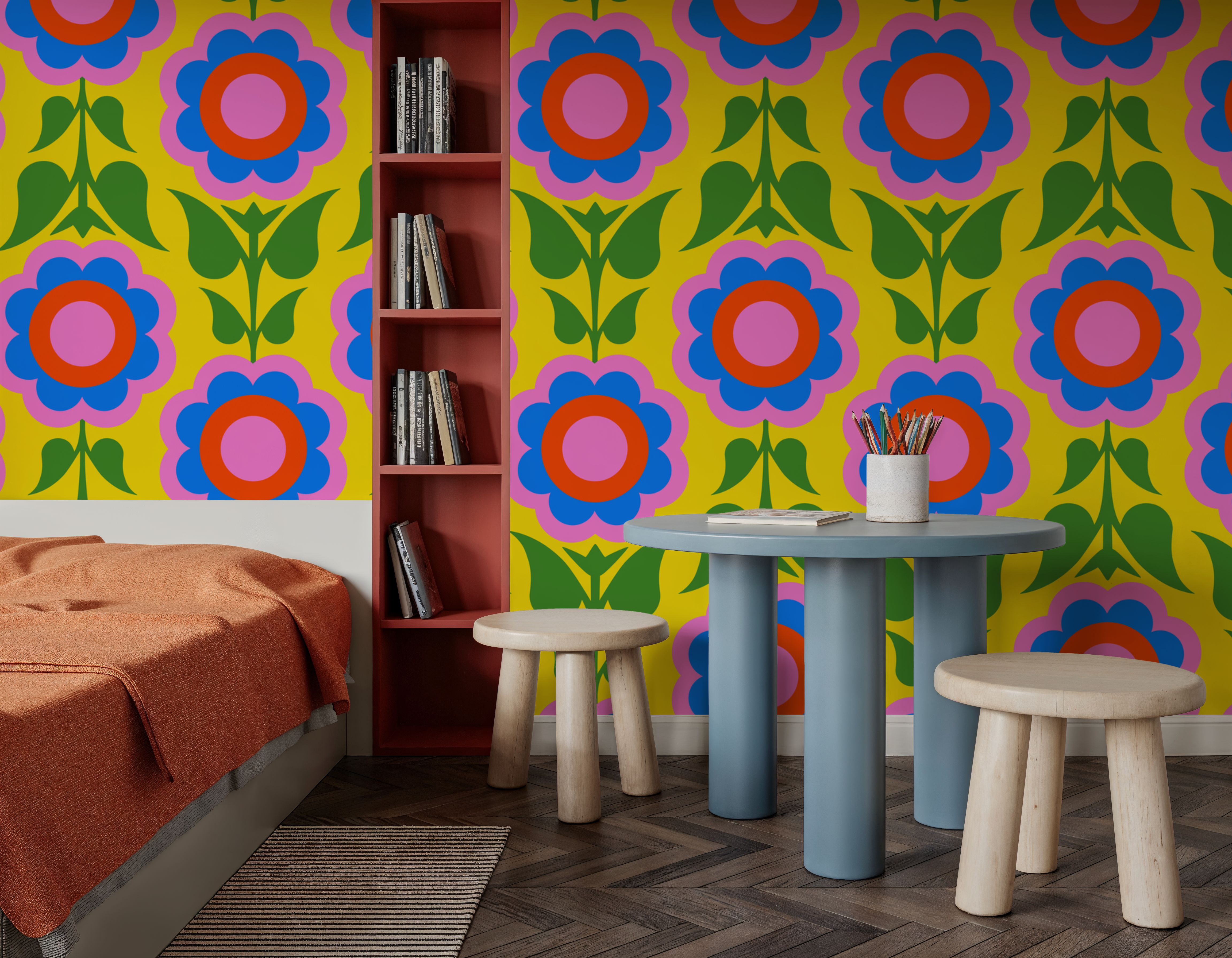 Retro Bold Blooms, Bright