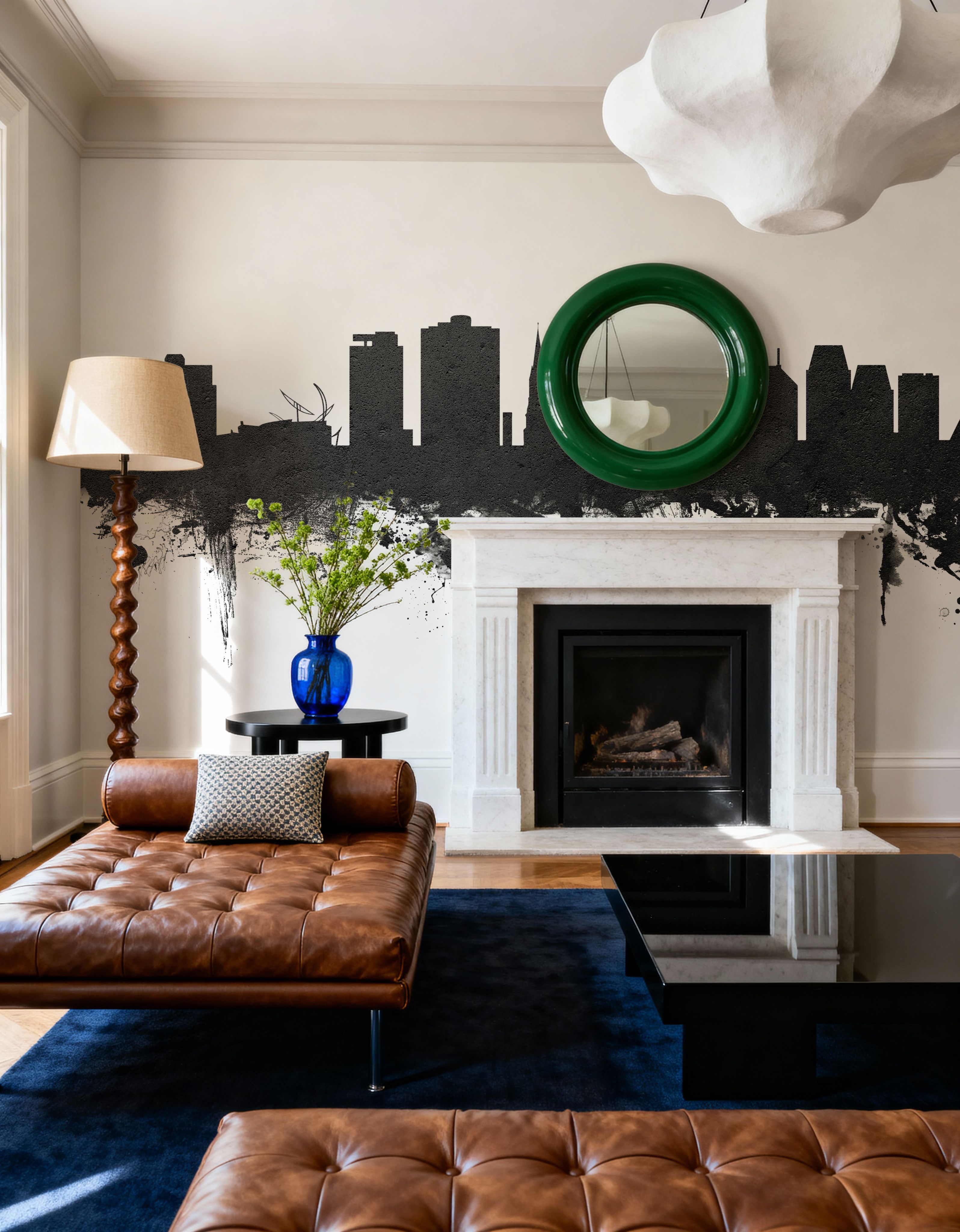 Christchurch New Zealand Skyline Black & White